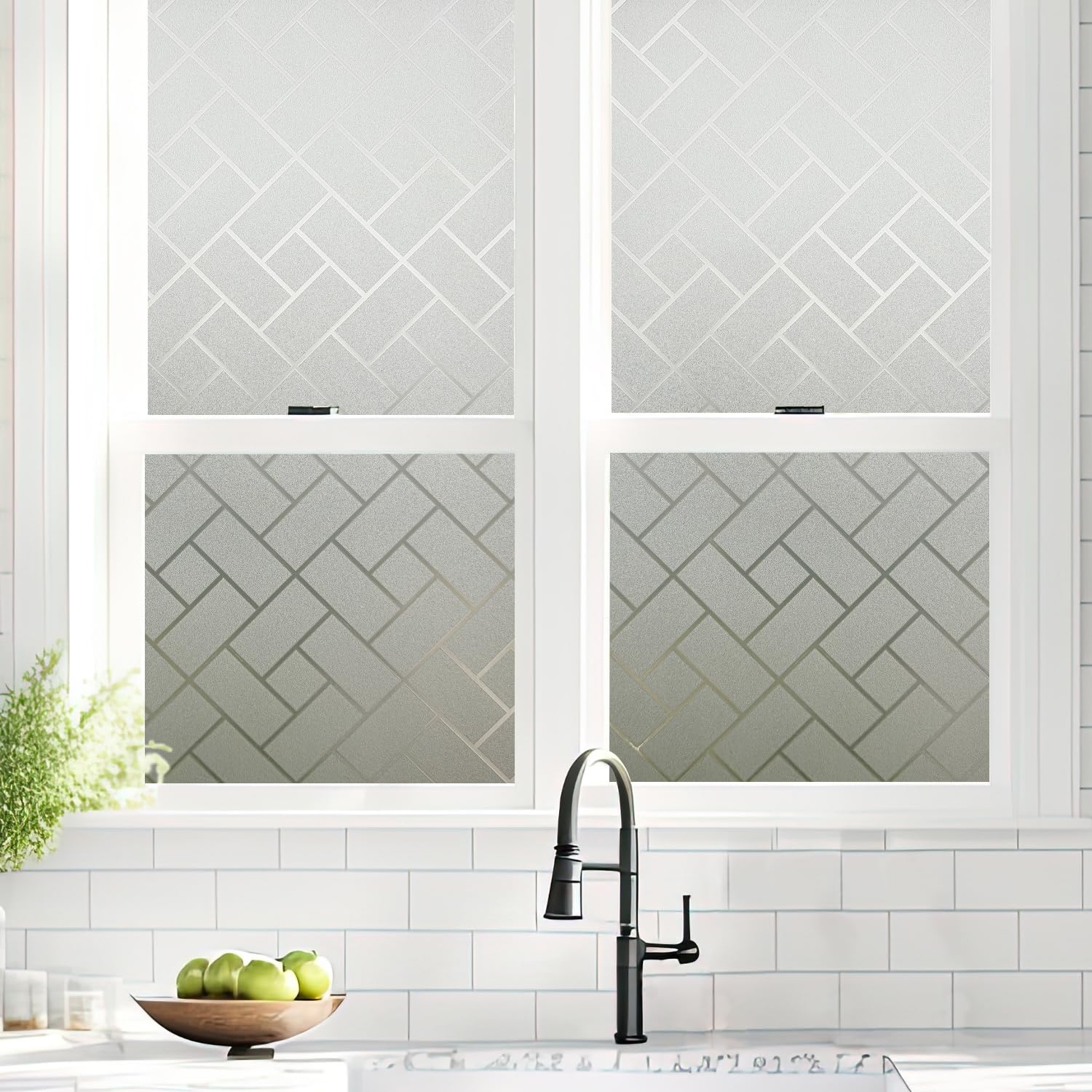 Arthome 17.7 x100 inch Privacy Window Glass Films No Glue Frosted Static Cling UV Protection Heat Control Home Decorative for Living Room Bathroom Bedroom Kitchen Office (45 x 254 cm,AHS160) - Medaid International