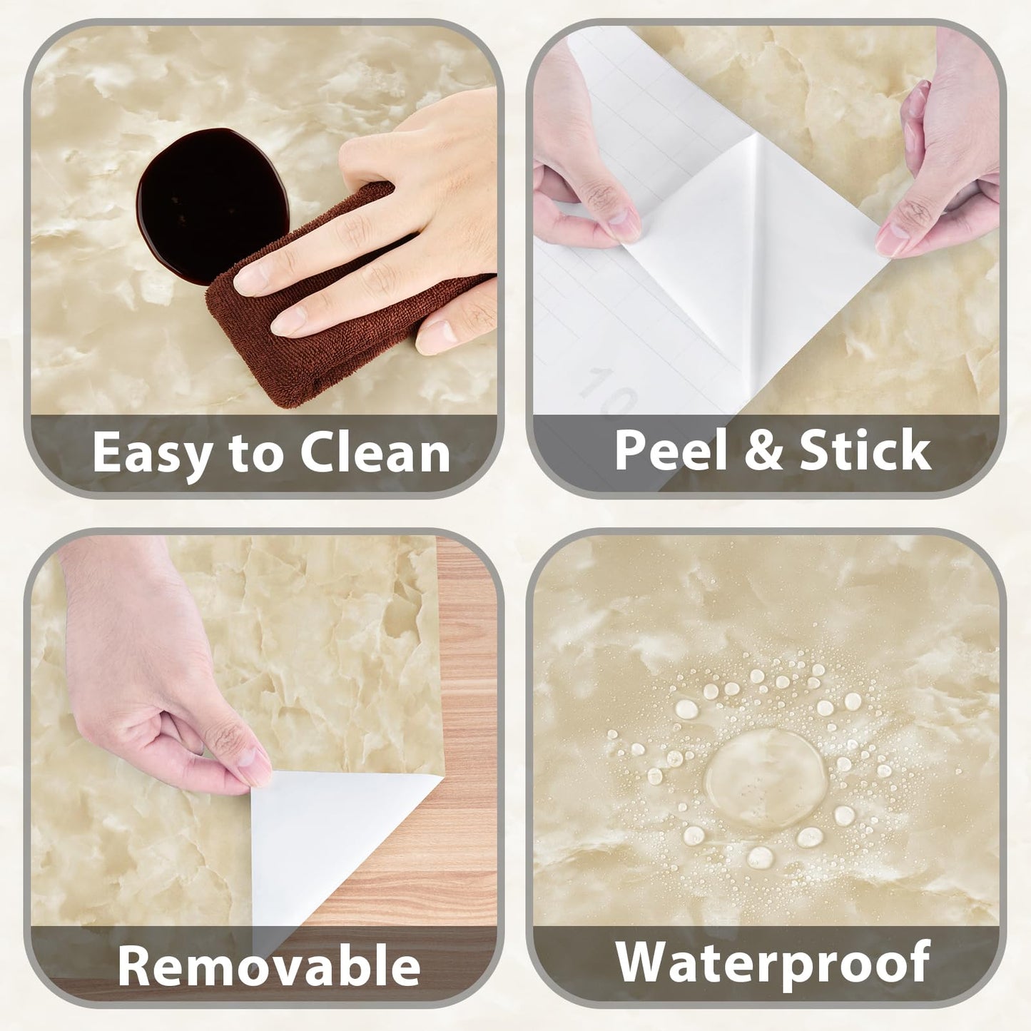 EPPKILY Beige Marble Contact Paper for Countertops Beige Marble Peel and Stick Wallpaper Removable Waterproof Countertop Contact Paper for Cabinets Kitchen Vinyl Wrap Counter Top Covers 15.7"×78.7" - Medaid International