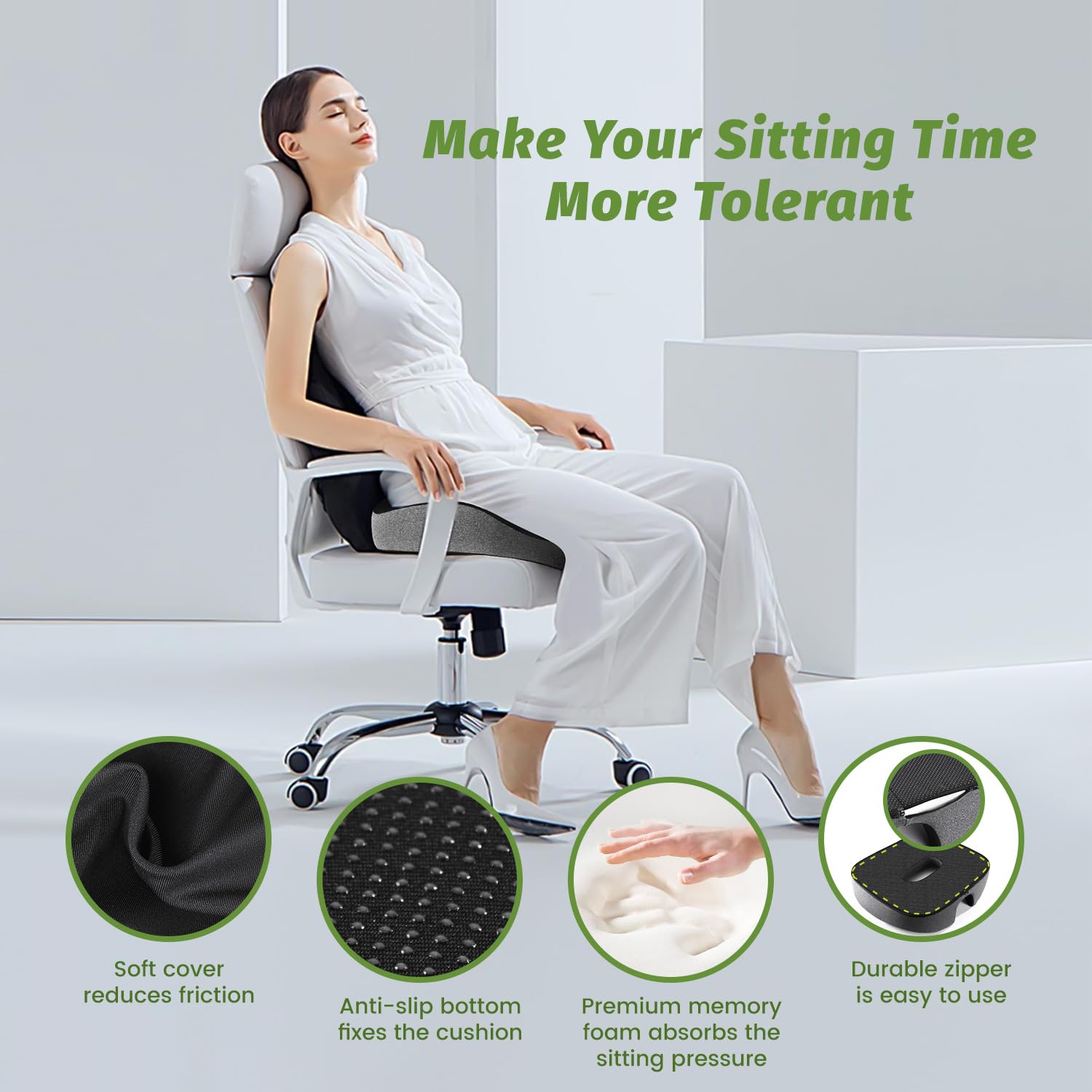 anzhixiu Concave U Surface Donut Pillow for Tailbone Pain Cradle Tailbone Reducing Pressure on Pelvis- Hemorrhoid Pillow for Office, Car, Home Seat- Black/Gray - Medaid International