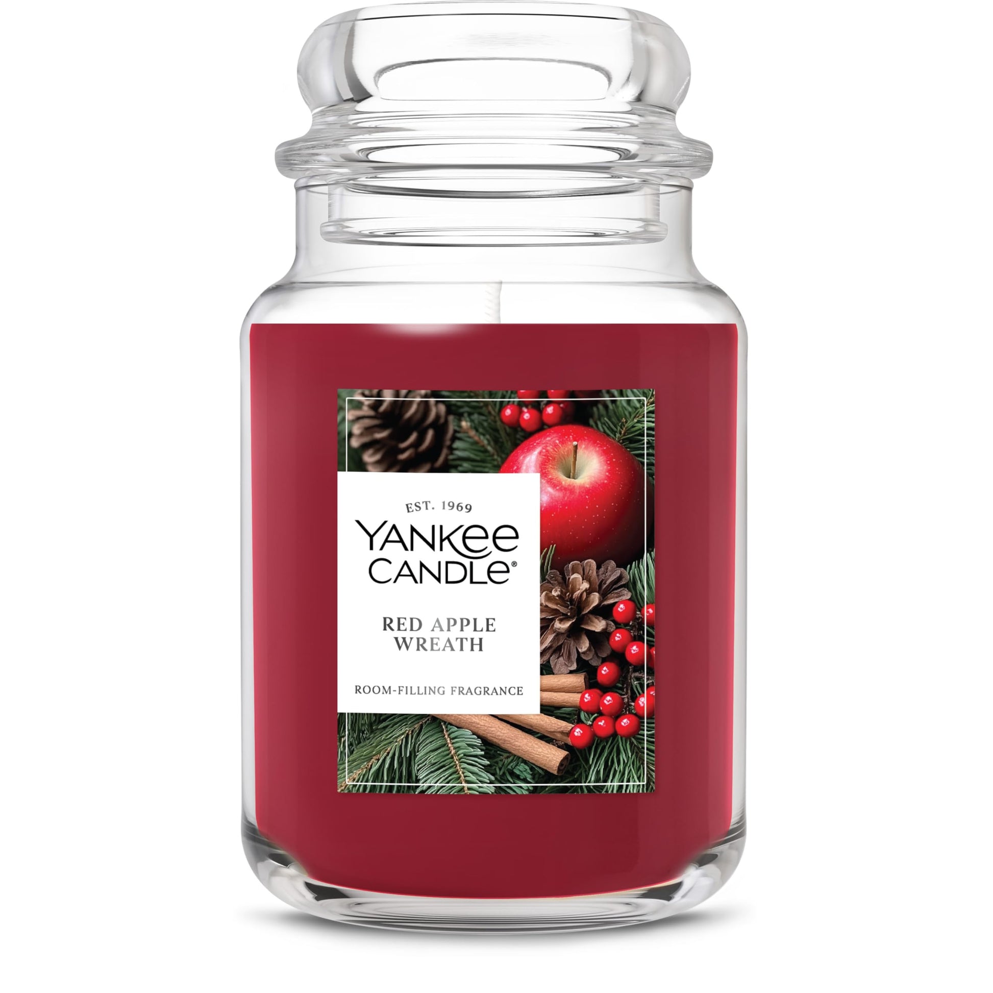 Yankee Candle Red Apple Wreath, Fall Scented Candle, 22oz Large Jar with up to 150 Hour Burn Time - Medaid International