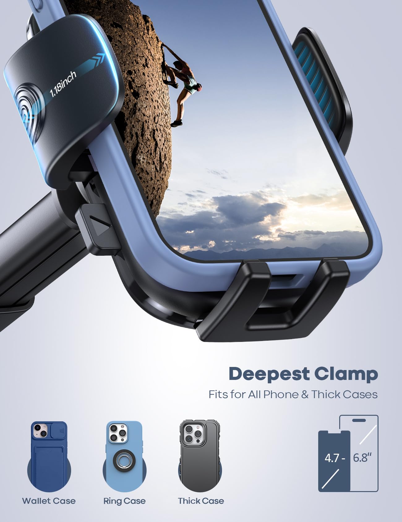 Lamicall Car Phone Holder - [Strongest Military-Grade Suction Cup] 360° Rotation Phone Holders for Your Car Quick Release Adjustable Car Phone Mount Dashboard for iPhone 17 16 Galaxy Smartphone Truck - Medaid International