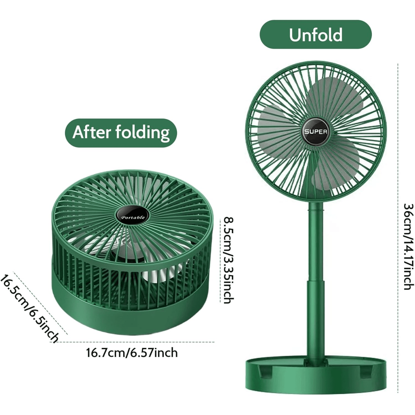 Foldable Desk Fan 3 Speeds, 180¬∞ Tilt Adjustable Rechargeable Fan with Low Noise & Long Battery Life - Medaid International