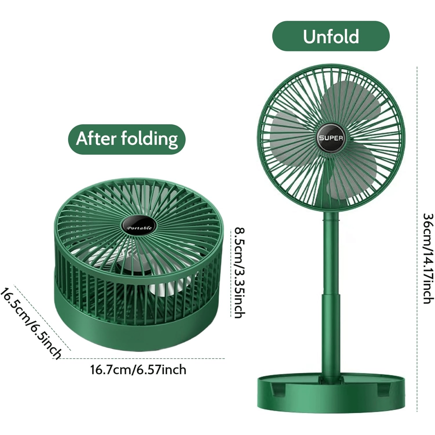 Foldable Desk Fan 3 Speeds, 180¬∞ Tilt Adjustable Rechargeable Fan with Low Noise & Long Battery Life - Medaid International