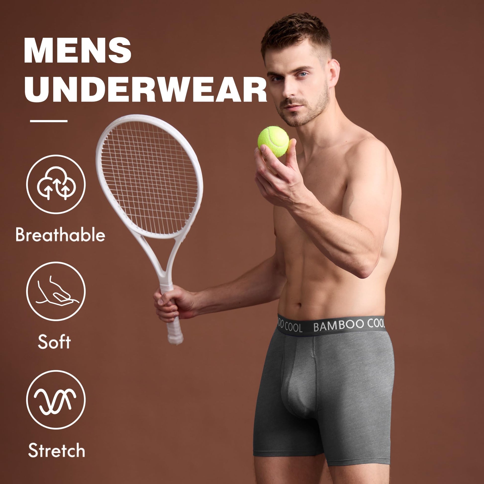BAMBOO COOL Men's Ultra ComfortSoft Underwear, Moisture Wicking & Breathable No Ride Up Boxer Briefs with Fly, Multipack - Medaid International
