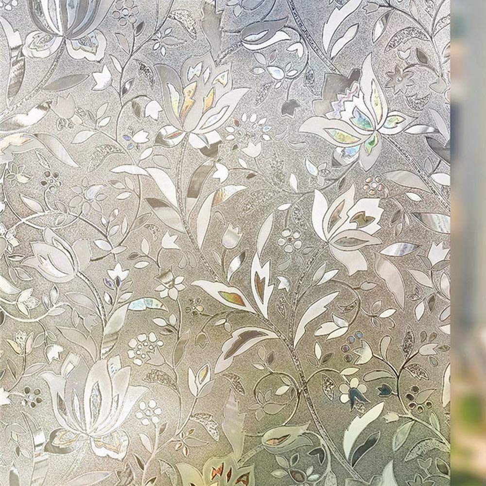 Arthome 3D Window Film, 35.4x100 inch Flower Decoration Tulip Patterns Film No Glue Static Cling Anti UV for Kitchen Home Office - Medaid International
