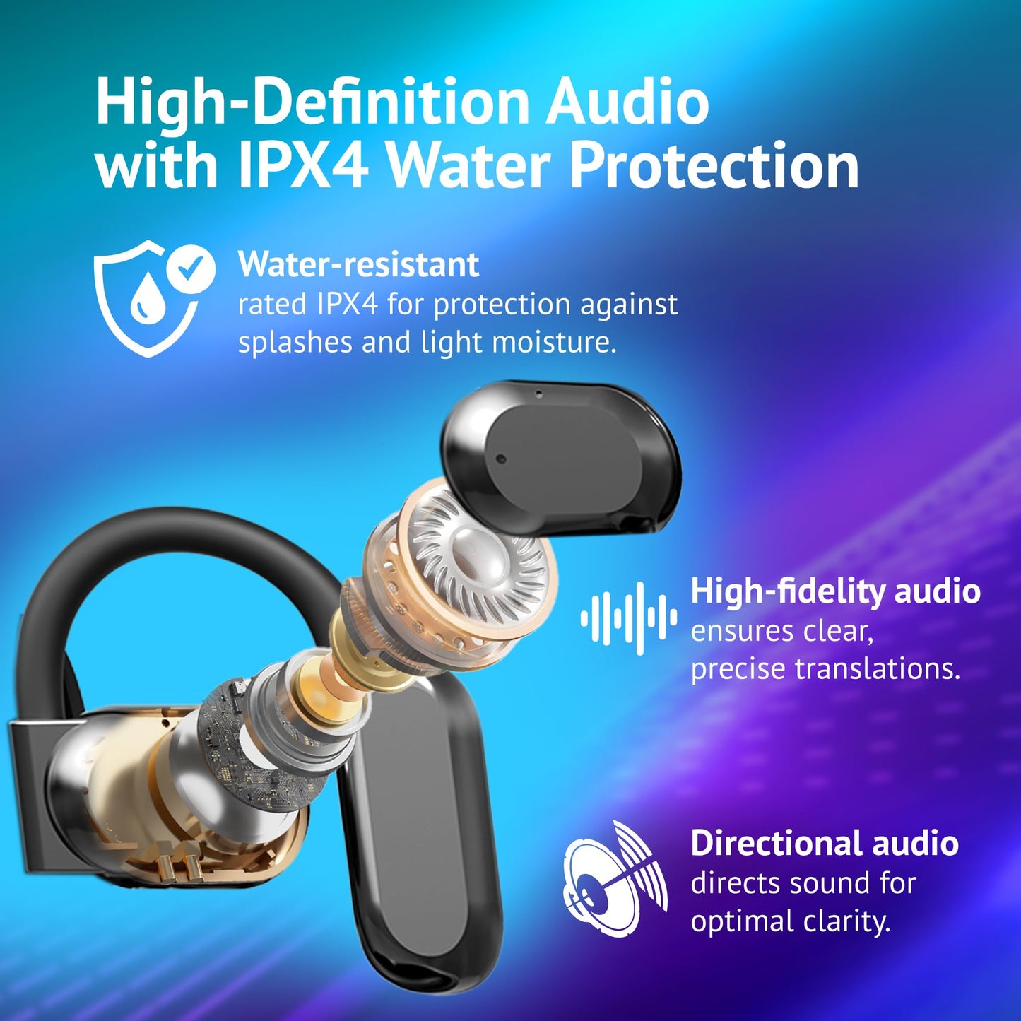 AI Language Translation Earbuds - Real Time Two Way OWS Translator Earphones - 144 Languages Auto Translate Wireless Headphones - Instant Translating Device fit iOS & Android for Business Travel - Medaid International