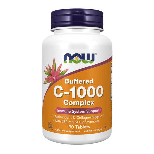 NOW Supplements, Vitamin C-1000 Complex with 250 mg of Bioflavonoids, Buffered, Antioxidant Protection*, 90 Tablets - Medaid International