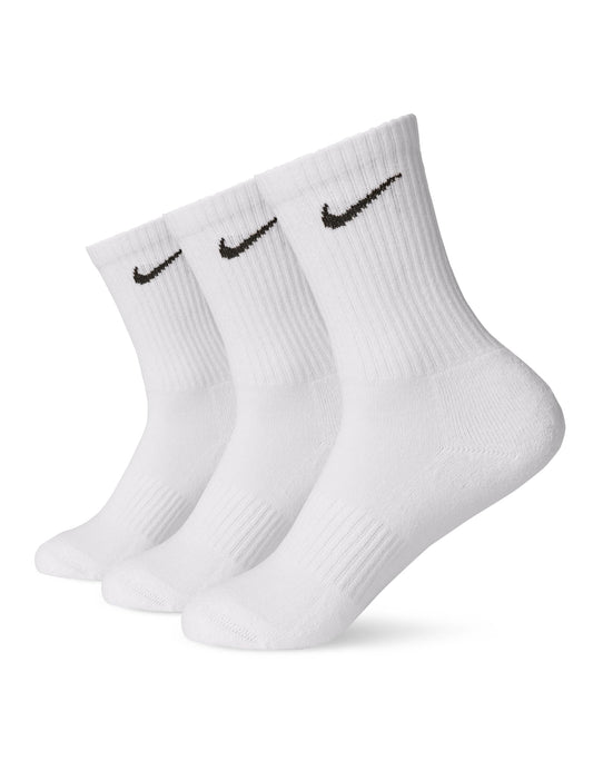 Nike Unisex Everyday Lightweight Training Crew Socks (3 Pairs), White/Black, Large - Medaid International
