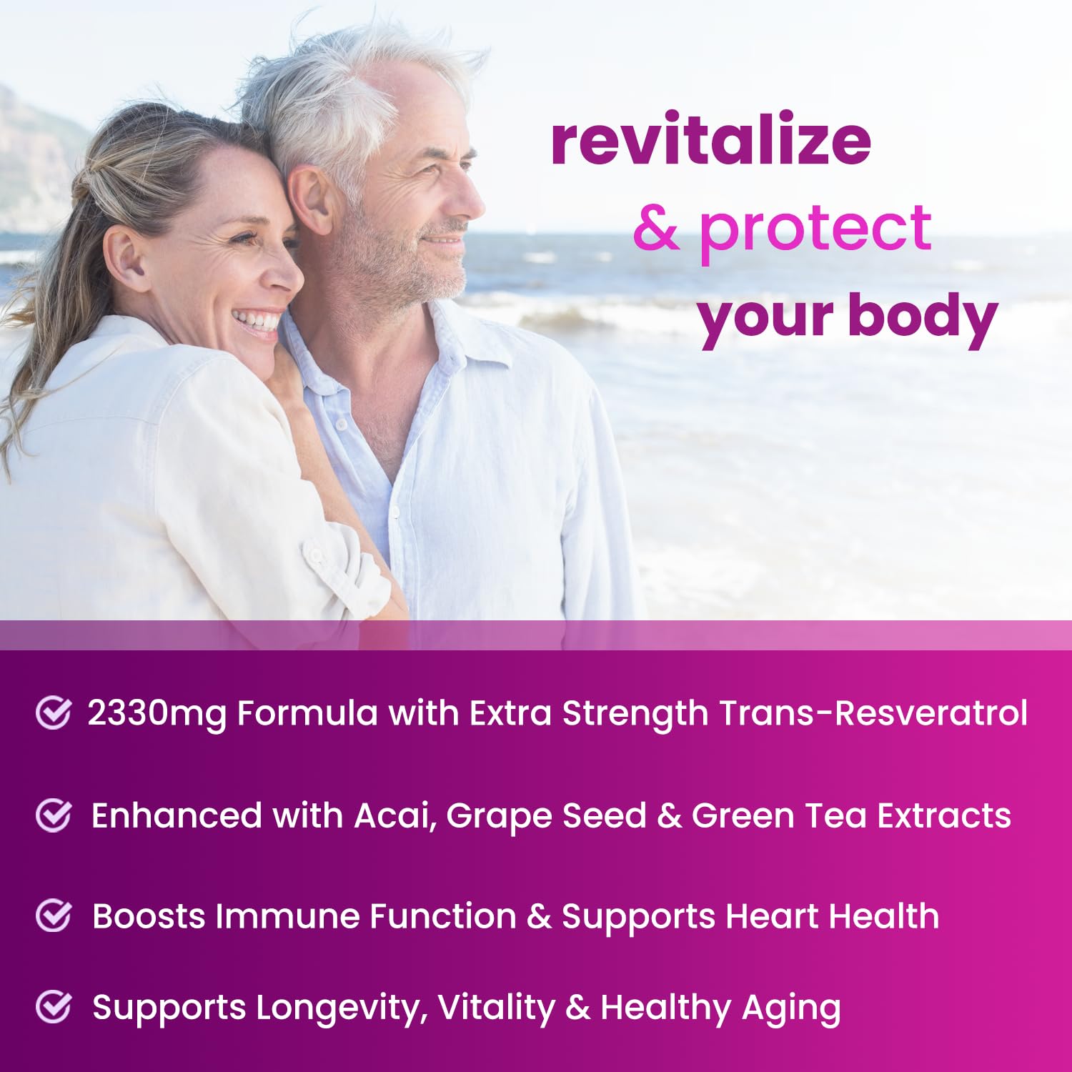 NutraChamps Resveratrol Supplement, Extra Strength Formula for Healthy Aging, Immune Support, 60 Vegan Capsules with Trans-Resveratrol, Green Tea Leaf, Acai Berry & Grape Seed Extract - Medaid International