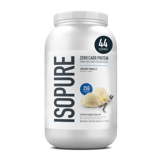 Isopure Zero Carb 100% Pure Whey Isolate Protein Powder, Lactose Free, Gluten Free, With Vitamins, Creamy Vanilla, 25g Protein Per Serving, 3 Lbs, 44 Servings (Packaging May Vary) - Medaid International