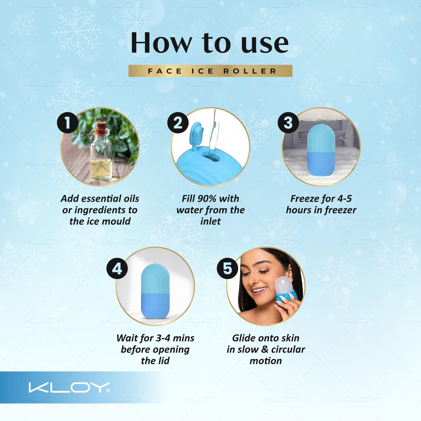 KLOY Ice Roller For Face, Neck And Body | For Puffy Eyes And Facial Skin Care, Ice Facial Cube (Random Color) - Medaid International