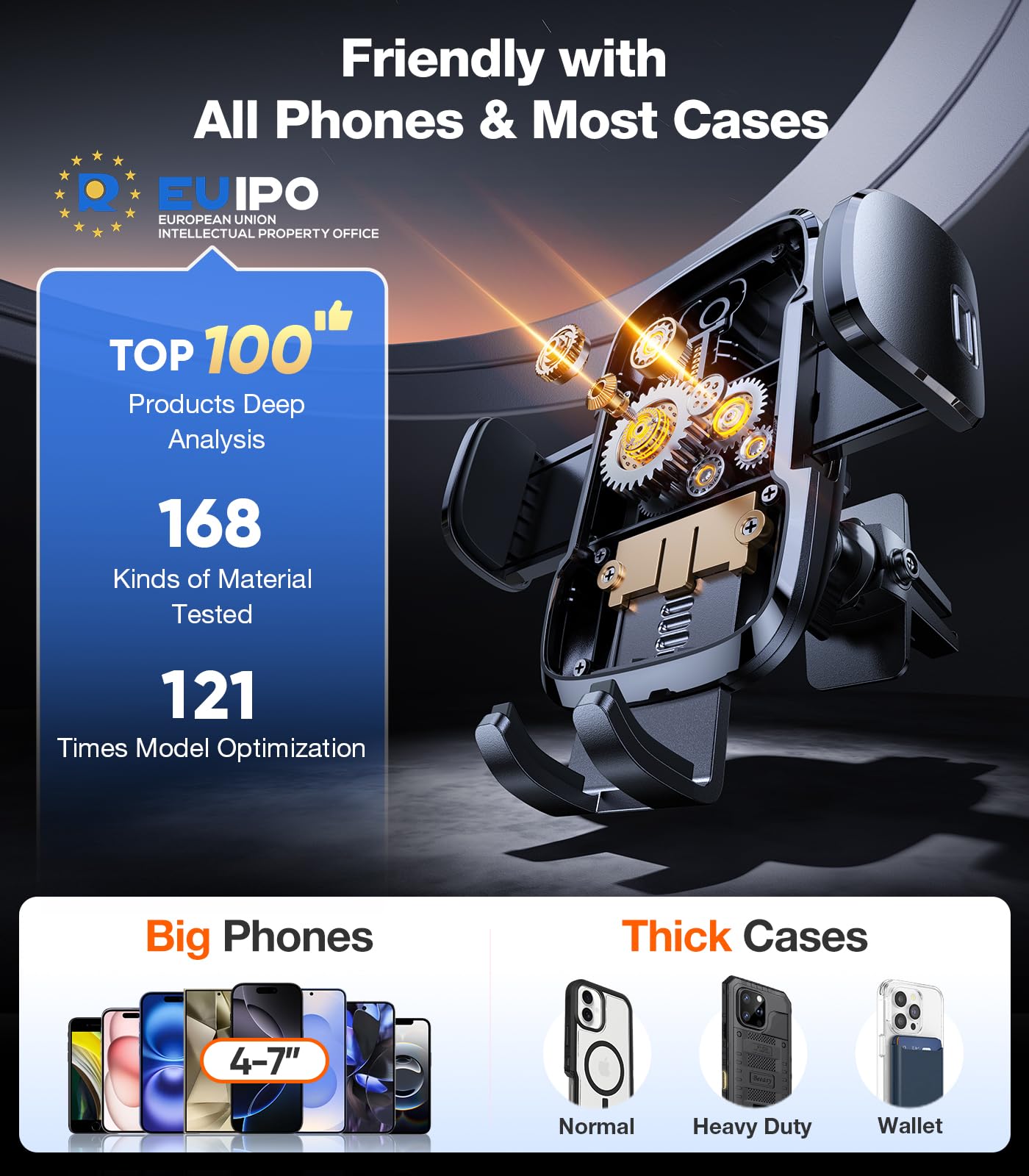 TORRAS Military-Grade Phone Holders for Your Car【96+LBS Strongest Suction】 Car Phone Holder Mount, Ultra-Durable Cell Phone Car Mount for Dashboard Windshield Vent for iPhone 17 16 15 14 13 Pro Max - Medaid International