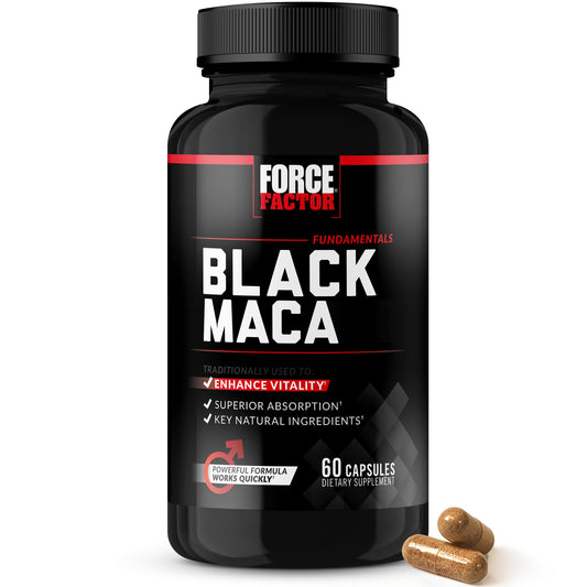 Force Factor Black Maca Root Vitality Supplement for Men with Superior Absorption and Power, Natural Maca Negra Extract, Fundamentals Series, 1000mg, 60 Capsules - Medaid International