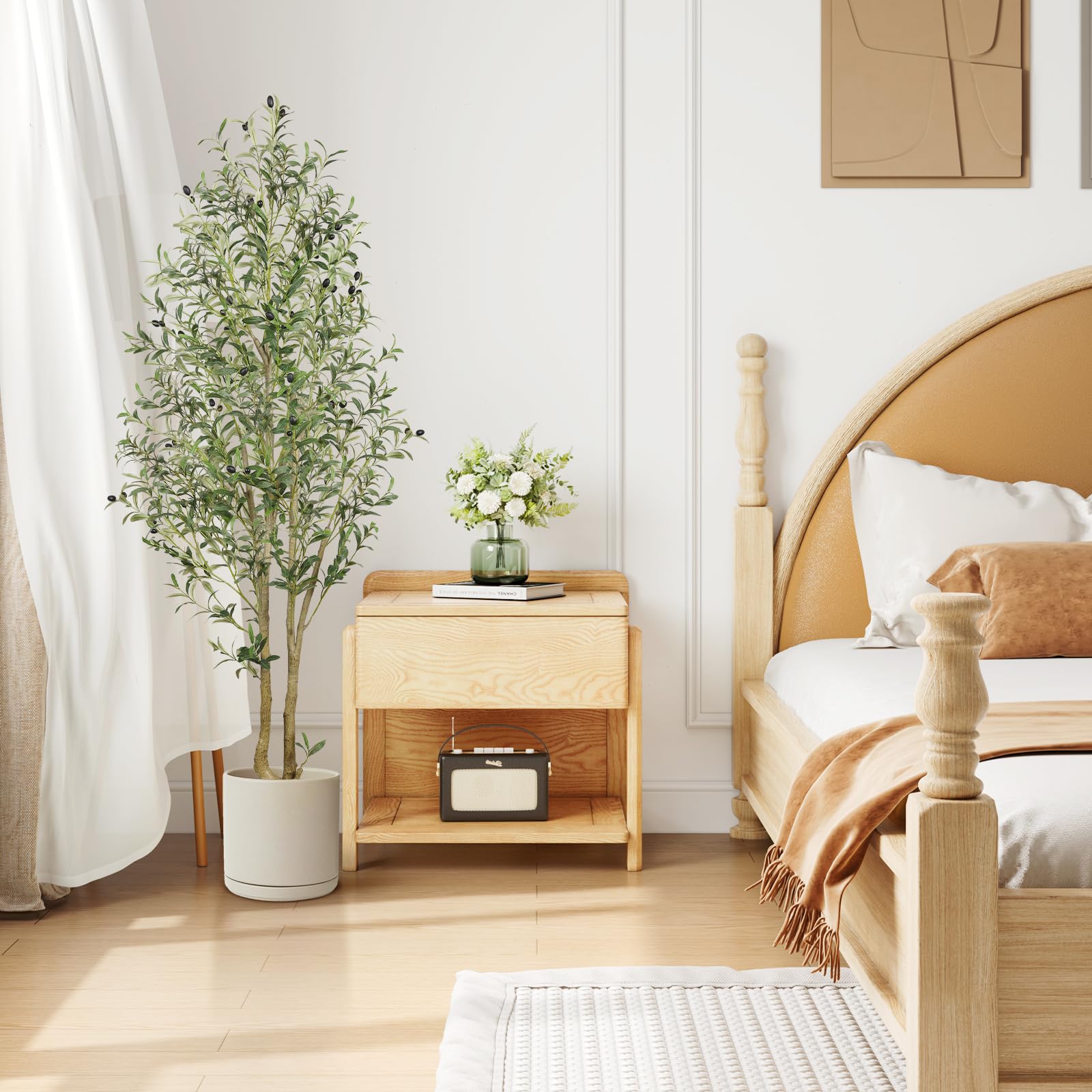 Alupssuc 6FT Artificial Olive Tree Big tall Fake Plants, 6 Feet Artificial Olive Silk Plants Indoors with Curved Trunk in Pots, Fake Tree for Home Office Living Room Indoor Outdoor Decor, 180cm - Medaid International