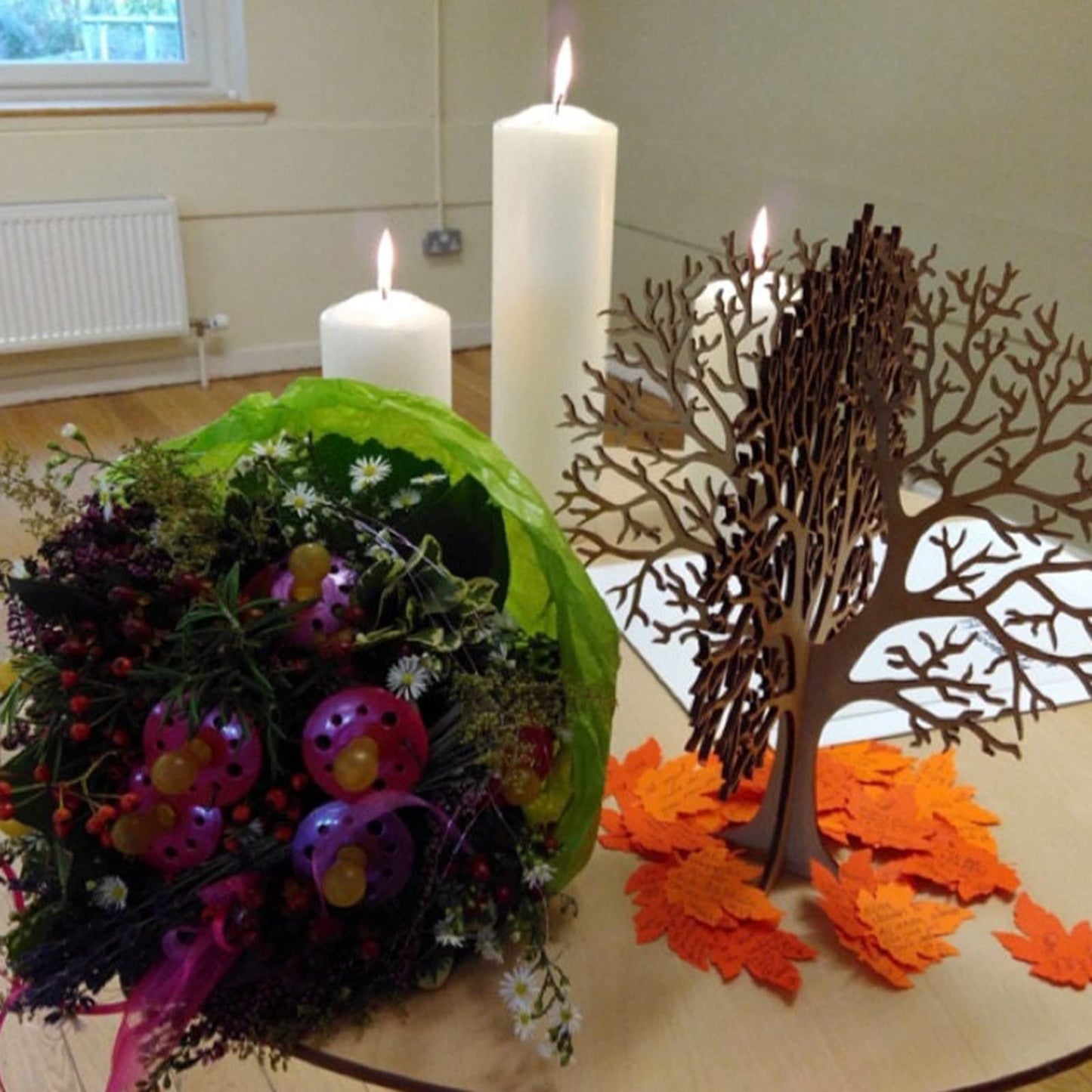 Wood Tree Crafts 3D Tree of Life Sign Ornament Natural Wood Artificial Table Tree Desktop Fake Faux Plants Ornaments Wooden Home Room Decor Holiday Party Wedding Farmhouse Decoration 14x12 Inch - Medaid International