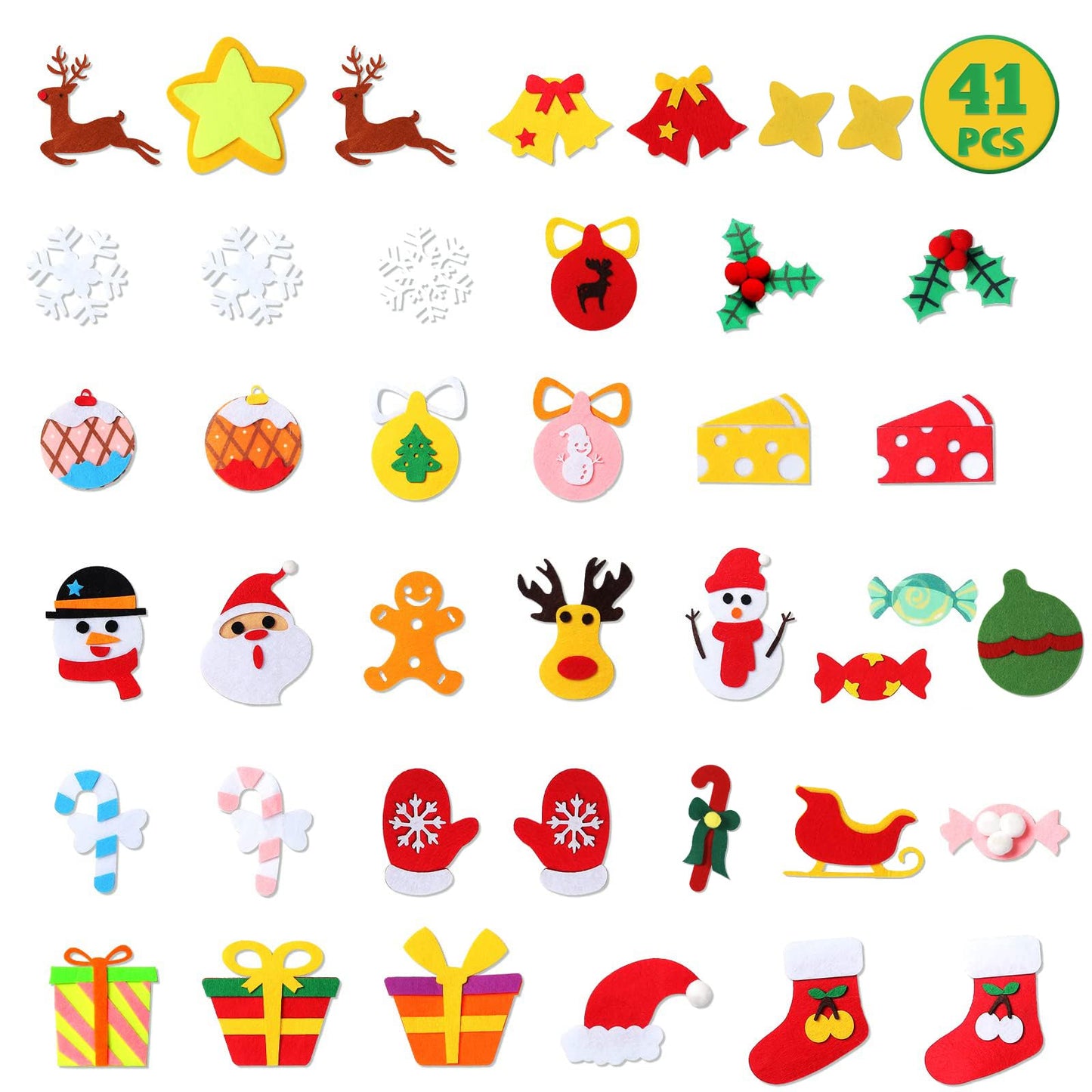 TOBEHIGHER DIY Felt Christmas Tree - 3.6 FT, 41 Piece Ornament Set, 3D Design, Reusable Adhesive Pads, Green, Life-Size, Unisex, Christmas Theme, Art & Craft Kit for Kids - Medaid International