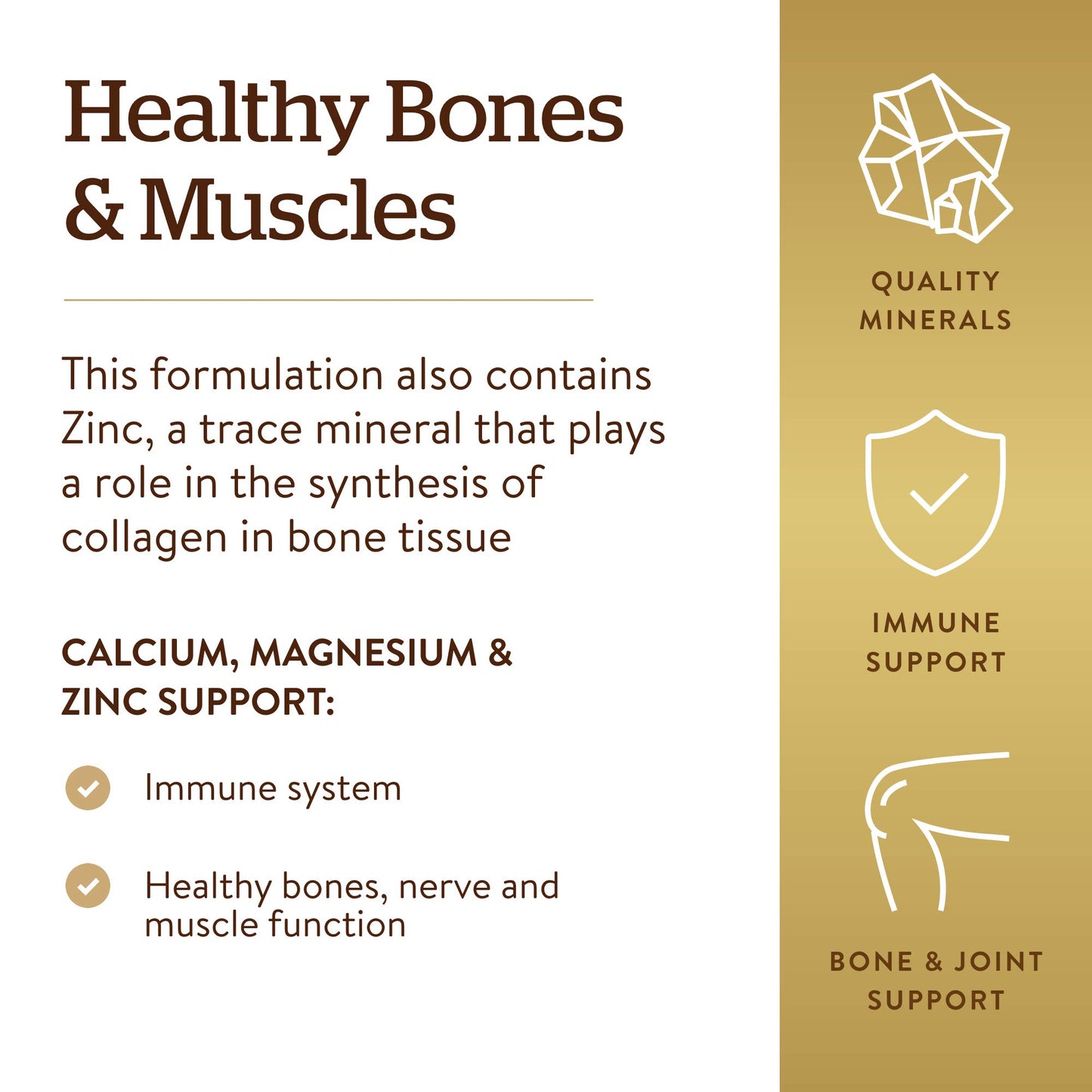 Solgar Calcium Magnesium Plus Zinc, 100 Tablets - Promotes Healthy Bones and Teeth - Supports Nerve & Muscle Function - Non-GMO, Vegan, Gluten Free, Dairy Free, Kosher - 33 Servings - Medaid International