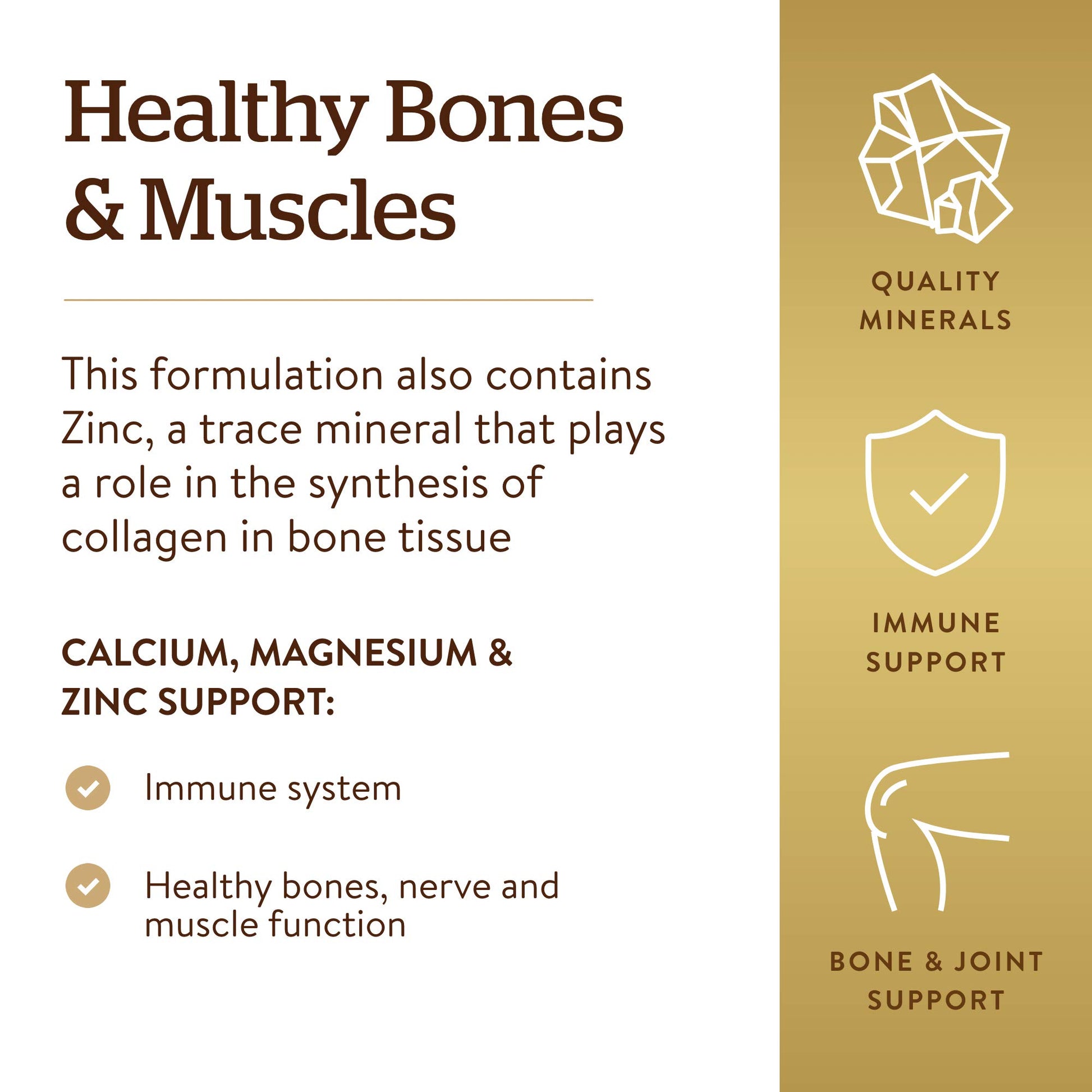Solgar Calcium Magnesium Plus Zinc, 100 Tablets - Promotes Healthy Bones and Teeth - Supports Nerve & Muscle Function - Non-GMO, Vegan, Gluten Free, Dairy Free, Kosher - 33 Servings - Medaid International