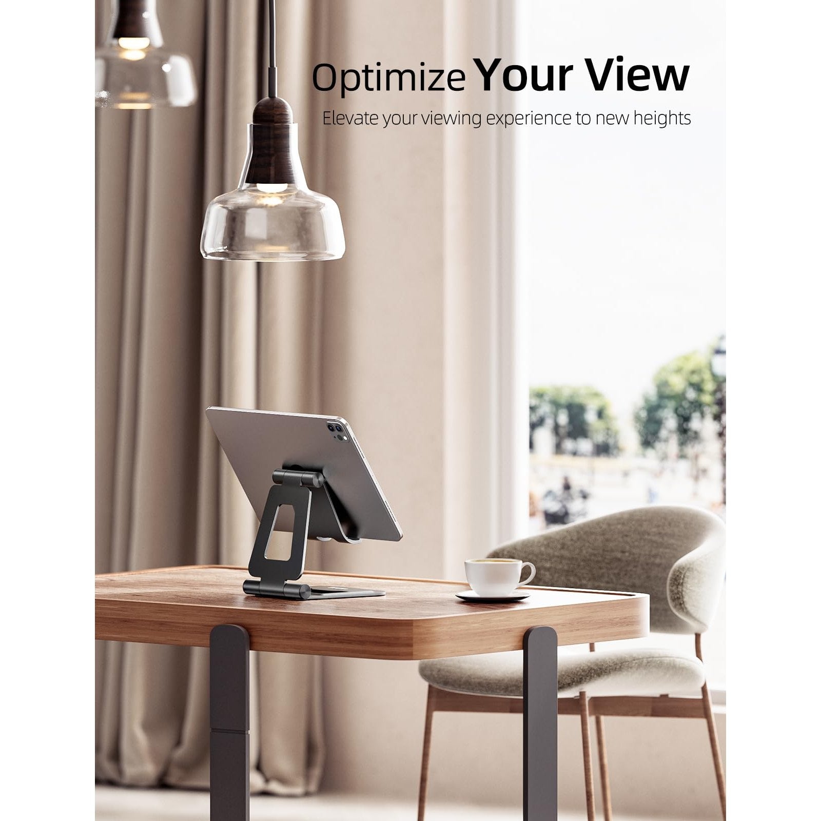 Nulaxy Aluminum Dual Foldable iPad Stand, Fully Adjustable Desktop Tablet Holder, Tablet Accessories for Office Kindle Compatible with Mobile Devices iPad Pro/Air/Mini, iPhone Pro/Max/Plus, Black - Medaid International