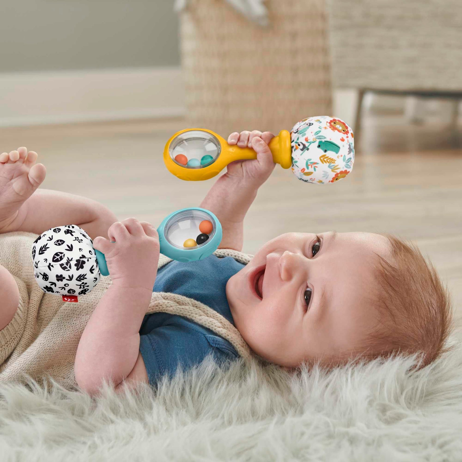 Fisher-Price Rattle ‘n Rock Maracas Baby Rattle Sensory Toys for Newborn Babies Ages 3 Months and Older, HMF34 - Medaid International