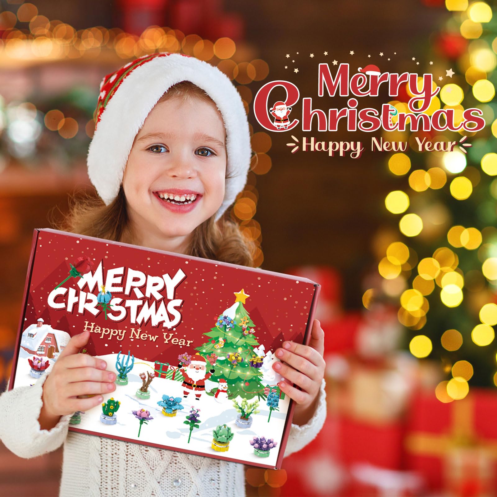 Advent Calendar Girls, 24 Pack Succulent & Bouquet Building Blocks for Kids, Christmas Countdown Calendar, Ideal Gift for 3 4 5-7 8-12 Boys and Girls - Medaid International