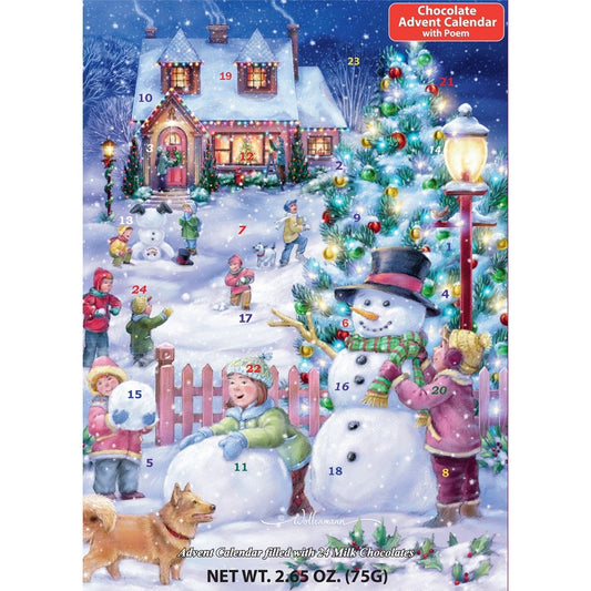 Snowman Celebration Chocolate Advent Calendar (Countdown to Christmas),2.65 OZ - Medaid International