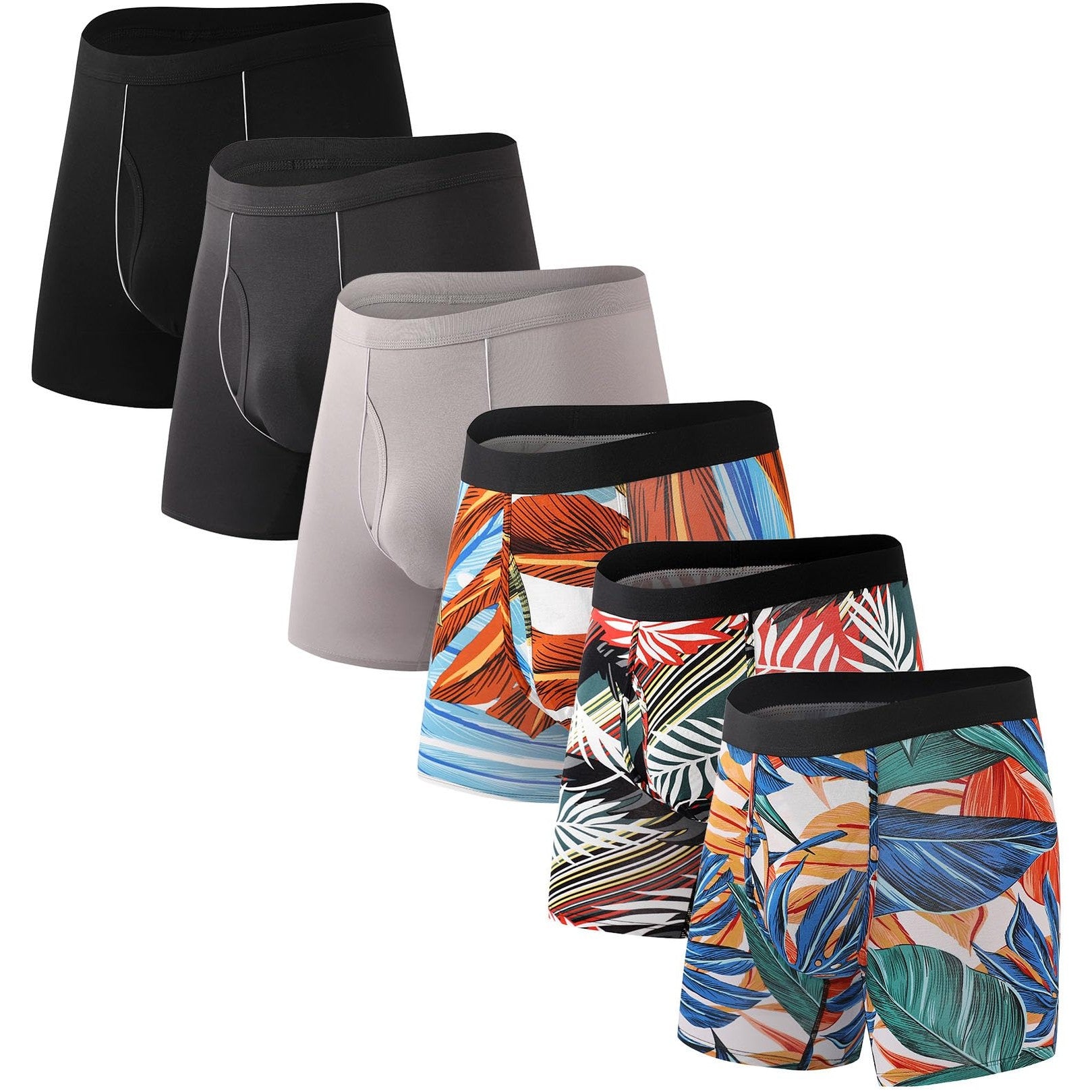 HAVVIS Men's Performance Underwear Boxer Briefs Soft Comfortable Bamboo Viscose Underwear for Men Multipack (as1, alpha, x_l, regular, regular, Boxer Briefs : B02-6 Pack) - Medaid International