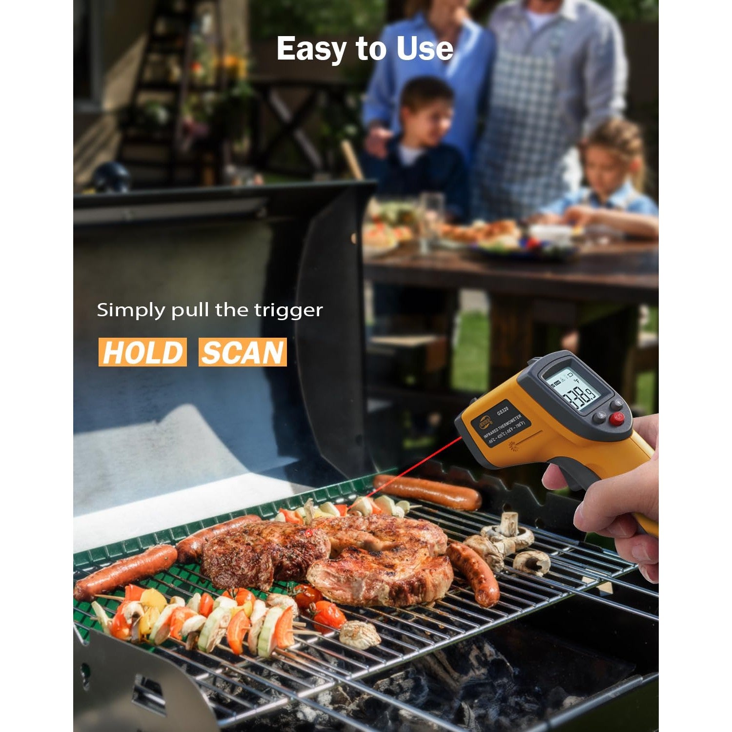 Benetech Infrared Thermometer Laser Temperature Gun, Digital Surface Heat Temp Gun Non-Contact for Cooking Food, Pizza Oven, Griddle Meat, Refrigerator, HVAC, Grill, Engine -58℉~986℉ (GS320) - Medaid International