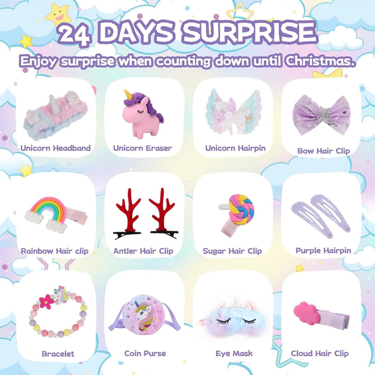 Advent Calendar 2025 for Girls - Unicorn Gifts for Girls, 24-Day Christmas Countdown Box, Countdown Calendar, for Kin Surprise Gifts for Daughters and Granddaughters (Unicorn) - Medaid International