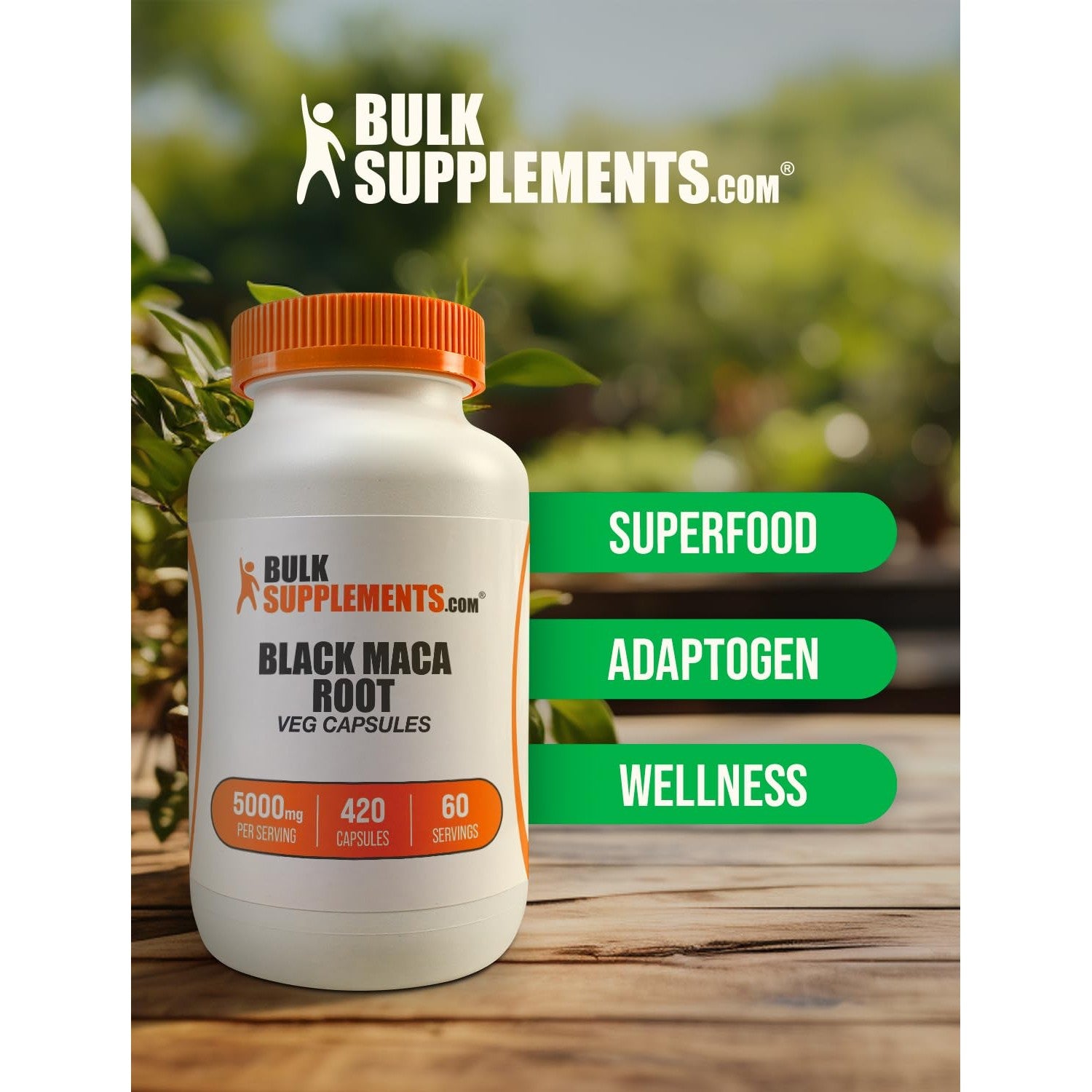 BulkSupplements.com Black Maca Root Capsules - Black Maca Supplement, Black Maca Root 5000mg, Black Maca Capsules - Gluten Free, 7 Capsules per Serving 420 Veg Capsules (Pack of 1) - Medaid International