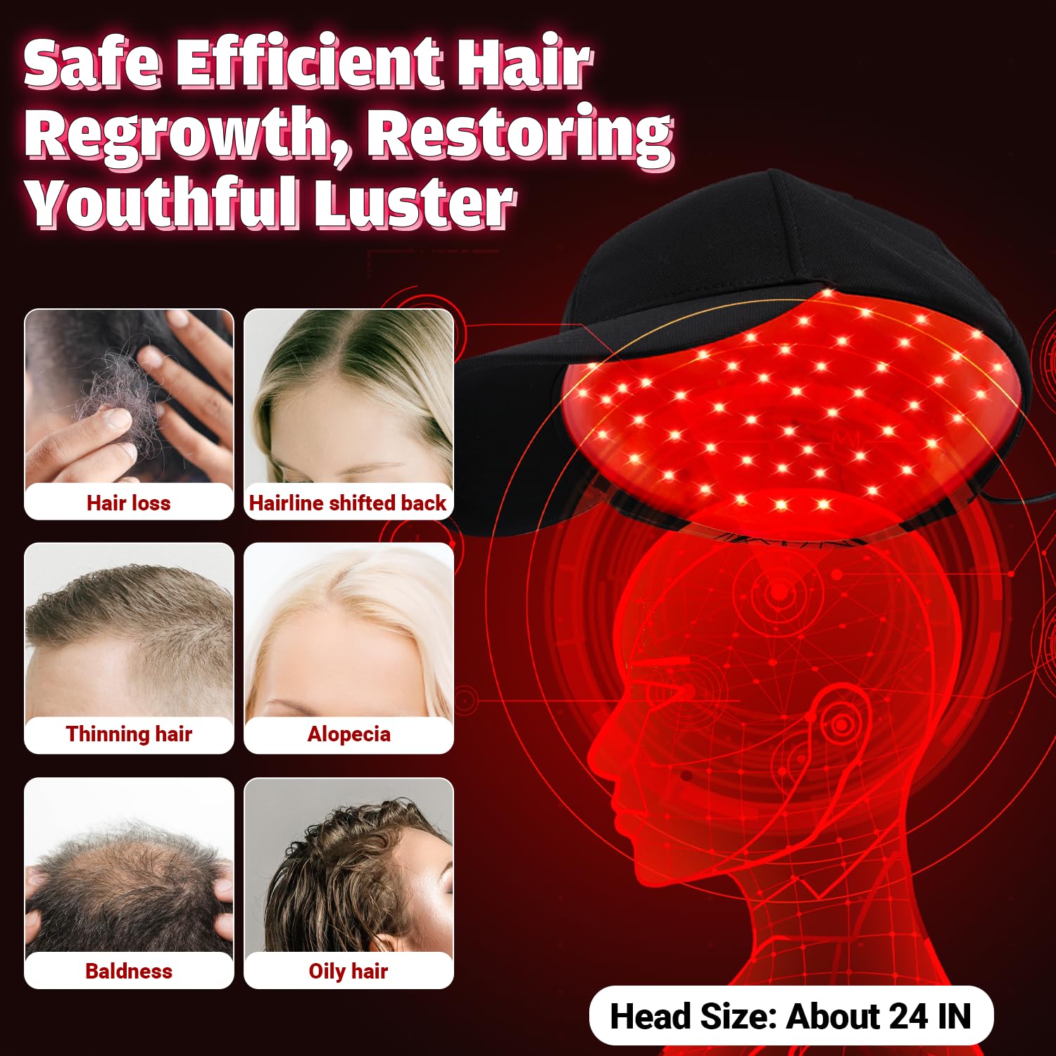 Hair Growth Device - FDA Cleared - UUPAS Professional Laser Diodes Red Light Therapy Hair Growth Cap System for Hair Regrowth, Alopecia - Hair Growth Treatments Products for Men Women - Medaid International