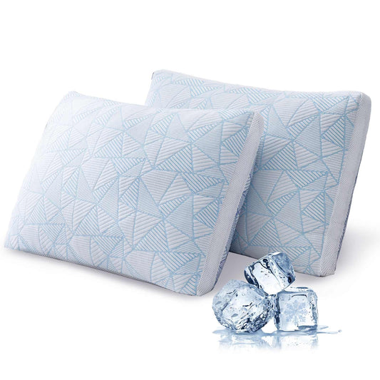 Shredded Memory Foam Cooling Soft Bamboo Viscose Pillows King Set of 2, Adjustable Hypoallergenic Hotel Quality Pillows for Stomach, Back or Side Sleeper, Oeko-TEX Certified - Medaid International