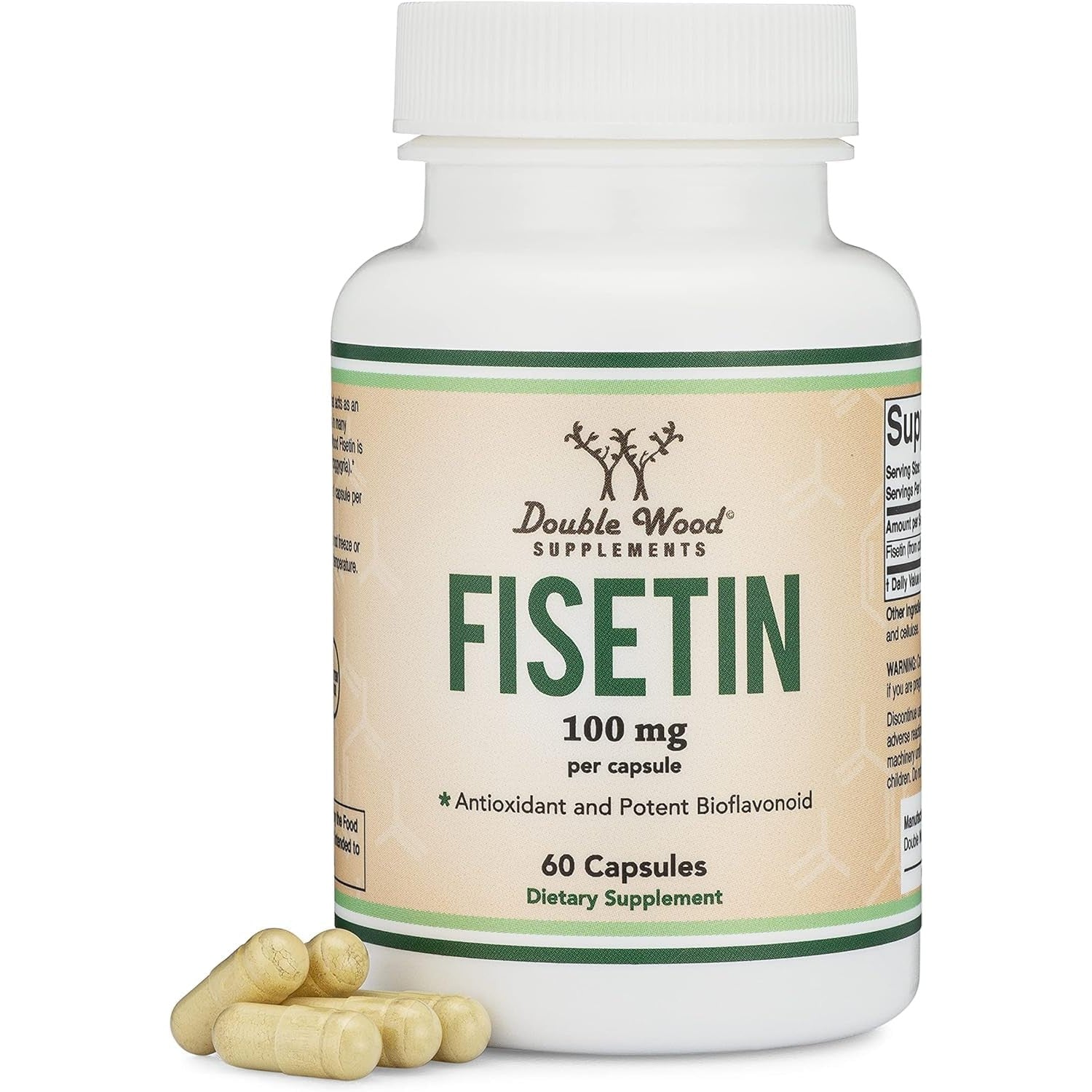 Fisetin Supplement - 100mg of Bioactive Flavnonols, 60 Count (Bioflavonoid Polyphenols Supplement Similar to Apigenin, Luteolin, and Quercetin) Aging Support Senolytic by Double Wood - Medaid International