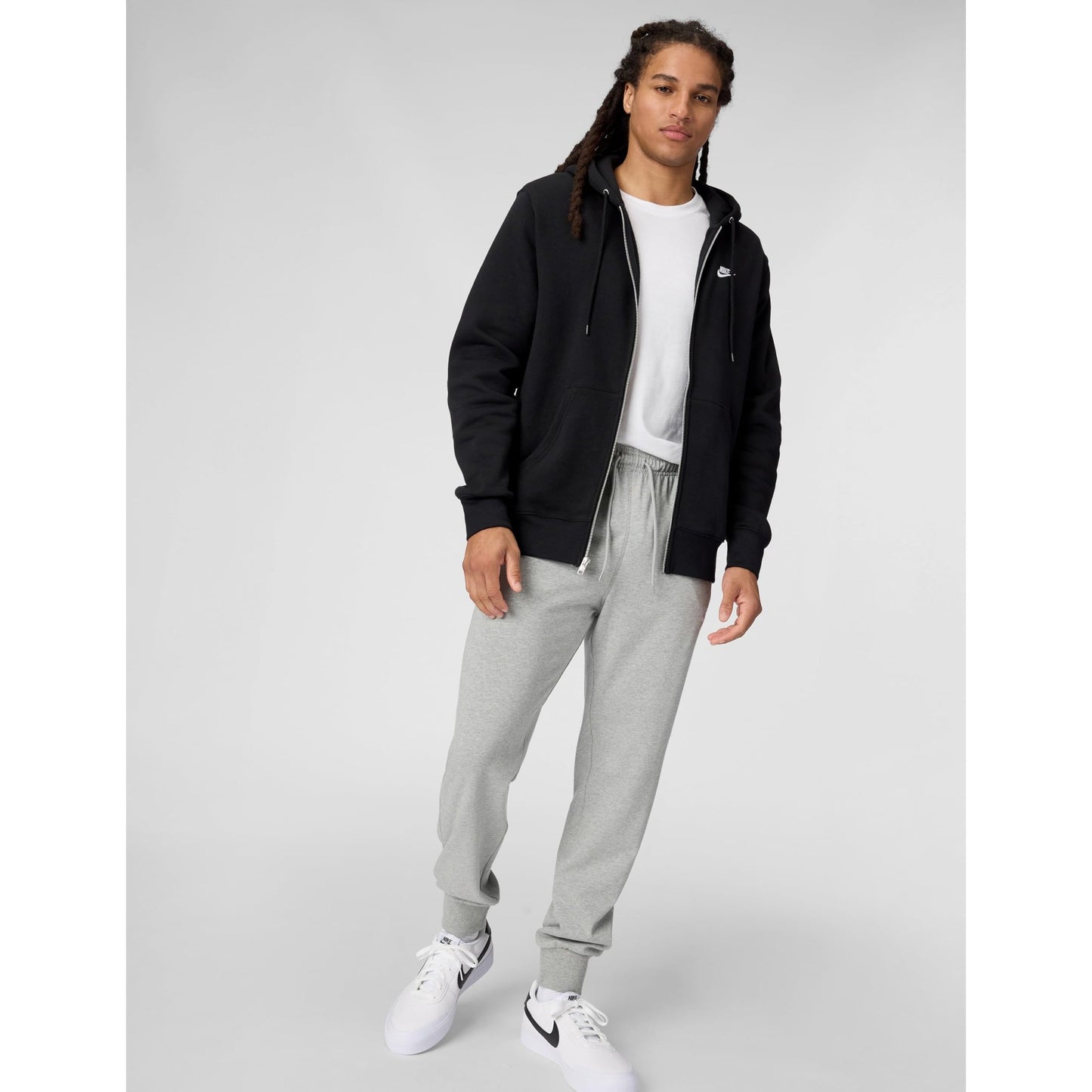 Nike Men's Club Full-Zip Fleece Hoodie, Black/Black/White, Medium - Medaid International