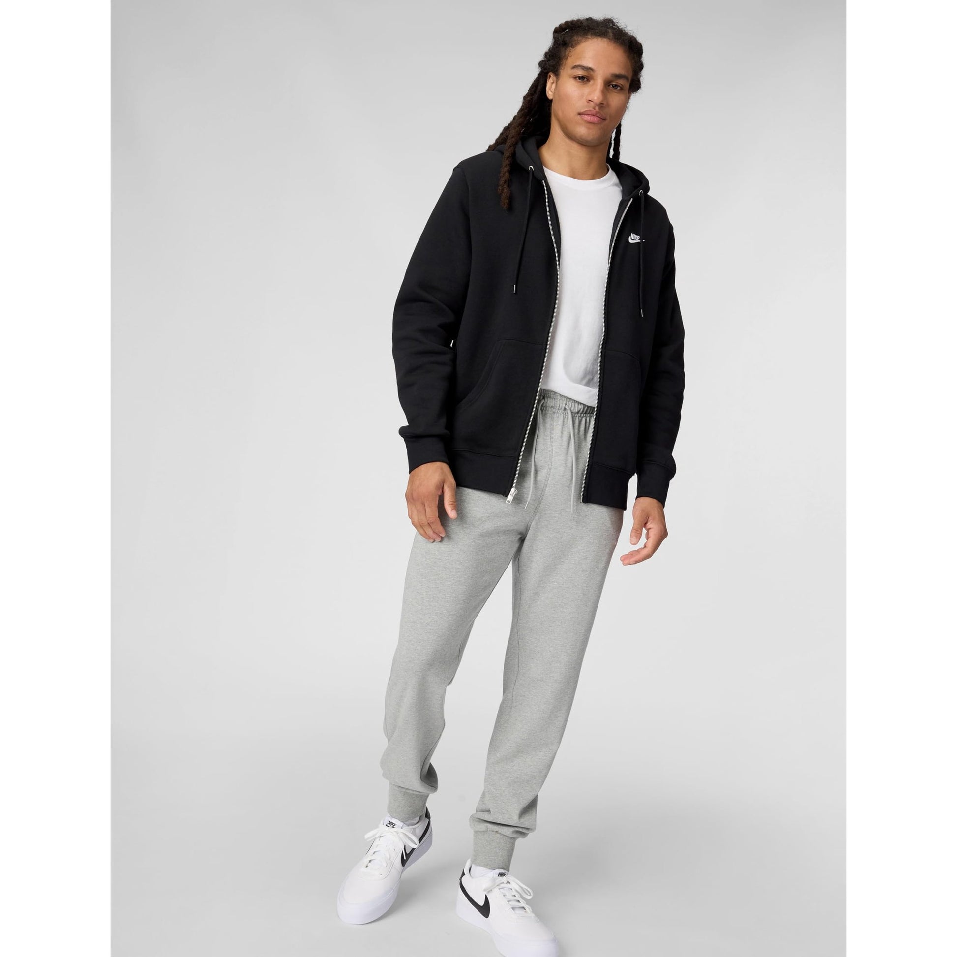 Nike Men's Club Full-Zip Fleece Hoodie, Black/Black/White, Medium - Medaid International