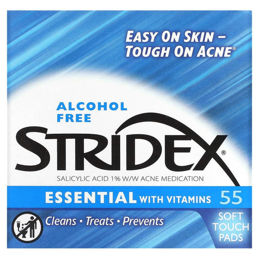 Stridex, Essential with Vitamins, Alcohol Free, 55 Soft Touch Pads - Medaid International