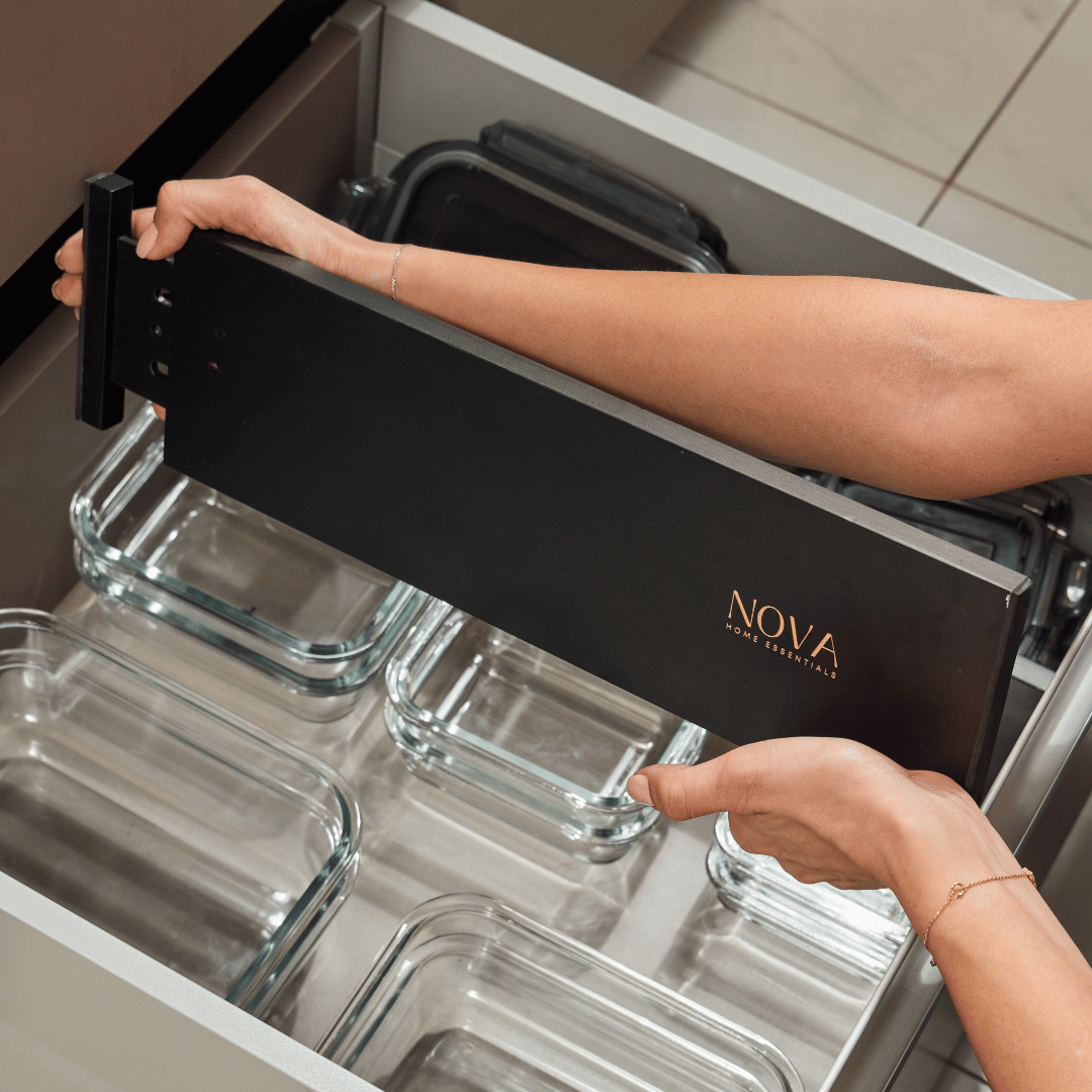 Wide Black Bamboo Adjustable Drawer Dividers (Pack of 4)