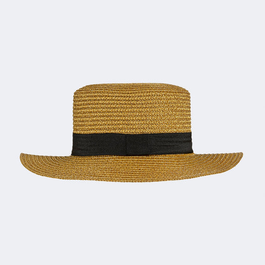 Oil And Gaz Stylish Women Beach Panama Hat Gold/Black - Medaid International
