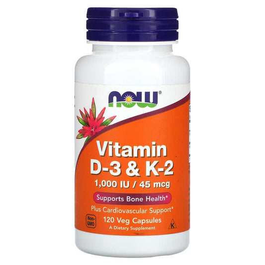 NOW Foods, Vitamin D-3 & K-2, 120 Veg Capsules - Medaid International