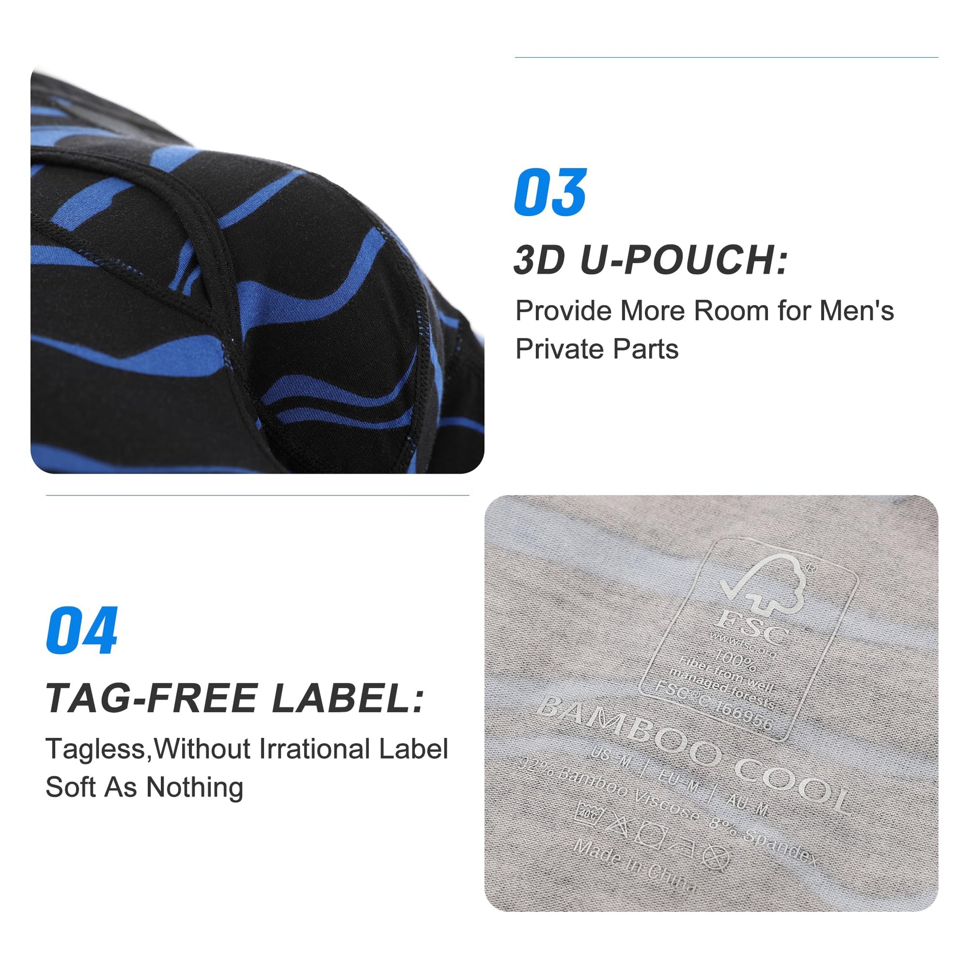 BAMBOO COOL Men’s Underwear Boxer Briefs Soft Comfortable Viscose from Bamboo Underwear Boxer Briefs for Men (4 or 7 Pack) - Medaid International