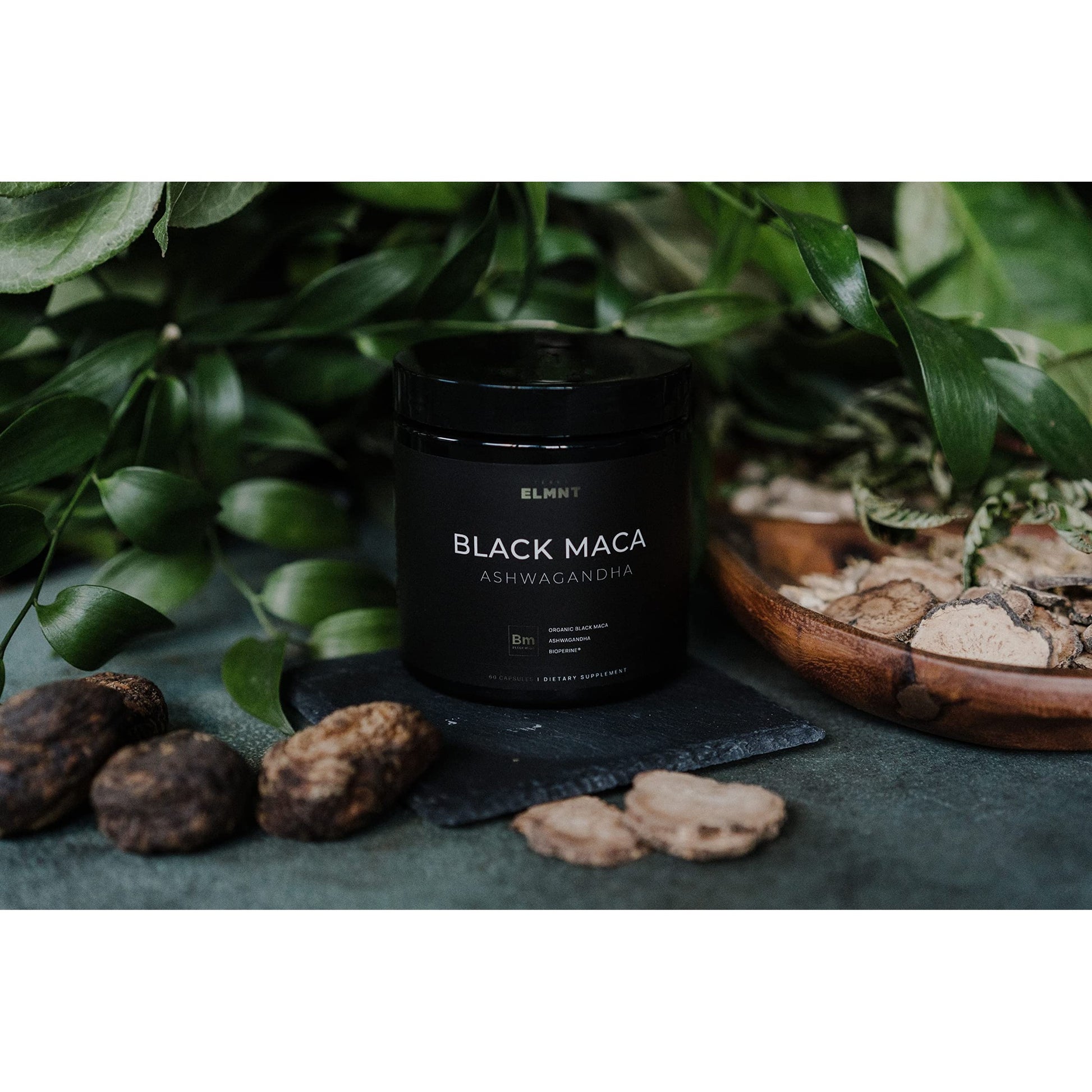 ELMNT 40,000mg 40x Strength Organic Black Maca Root w. Ashwagandha - #1 Highest Potency Black Maca Root Capsules for Men Supplement 40:1 Extract - 100% Pure Maca Peruana Maca Powder Pills Gelatinized - Medaid International