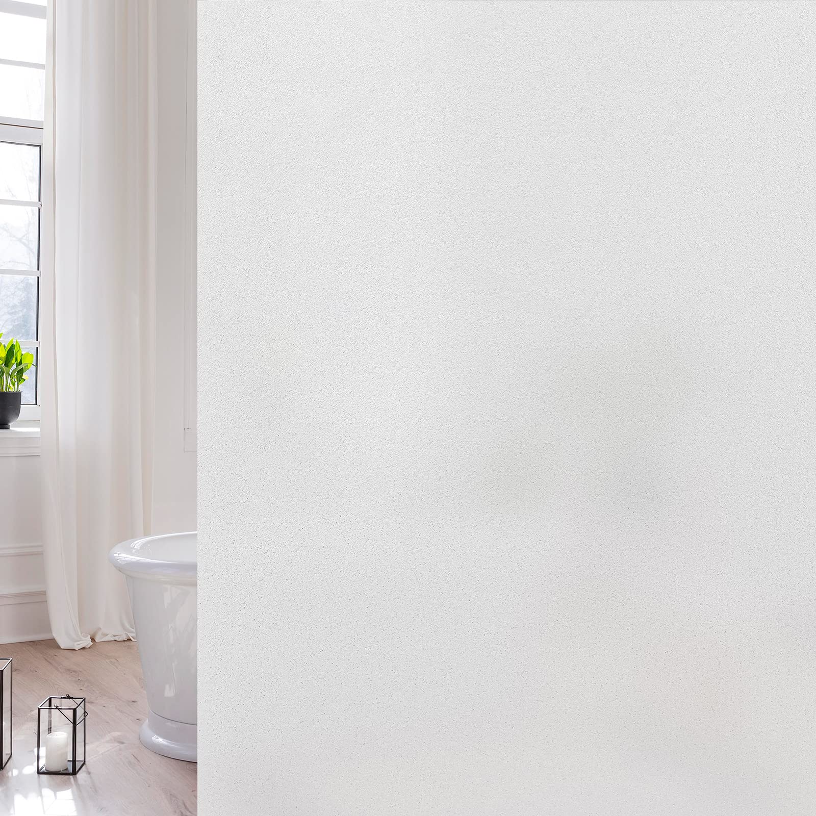 Window Privacy Film Frosted Glass Window Film Sun Blocking Non Adhesive Heat Blocker Static Window Clings Opaque Decorative Window Stickers for Bathroom Home Office 11.8 x 78.7 Inches, Pure - Medaid International