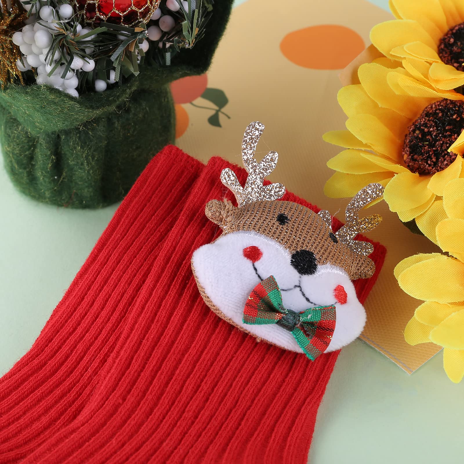 SISEY Christmas Socks for Kids Unisex Baby Toddler Kids Knitted Cotton Socks Winter Fun Socks Children Xmas Gift (Elk,2-4 T), 2-4T - Medaid International