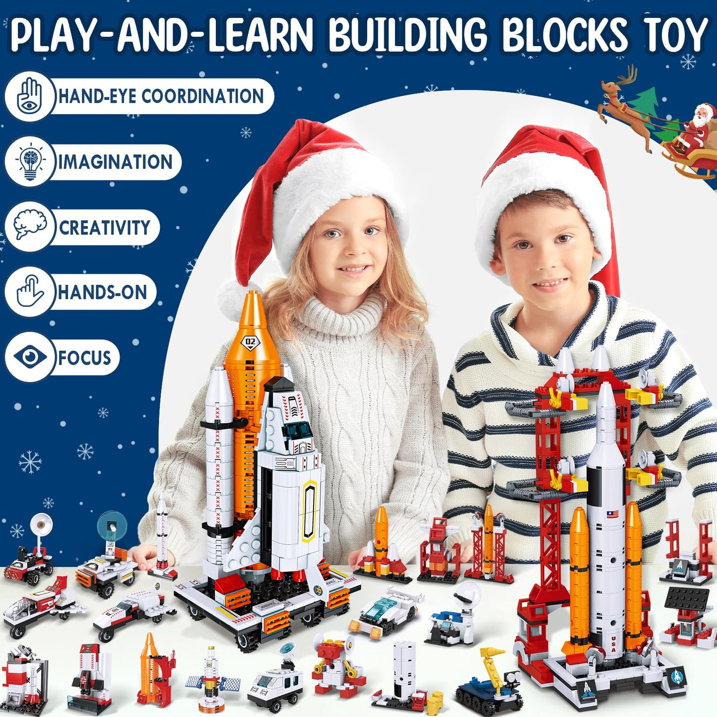 Kids Advent Calendar 2025 for Boys, 24 Days Christmas STEM Space Building Blocks Countdown Calendar Gifts Box with 12-in-1 Rocket Spaceship Shuttle Launcher Bricks Toy Set for Kids Teens Girls Age 6+ - Medaid International