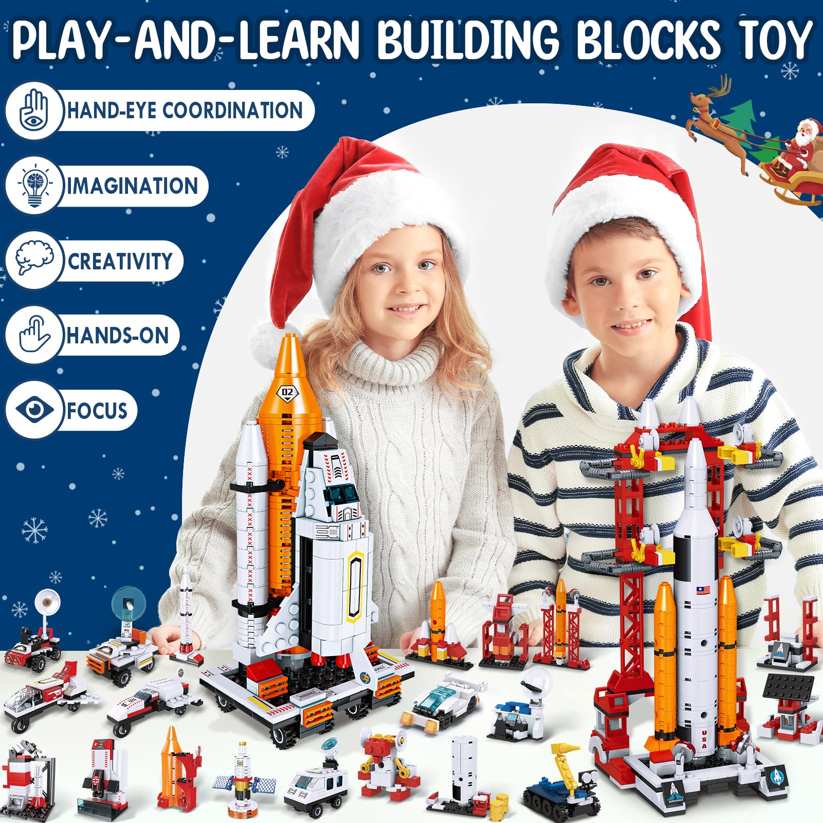 Kids Advent Calendar 2025 for Boys, 24 Days Christmas STEM Space Building Blocks Countdown Calendar Gifts Box with 12-in-1 Rocket Spaceship Shuttle Launcher Bricks Toy Set for Kids Teens Girls Age 6+ - Medaid International