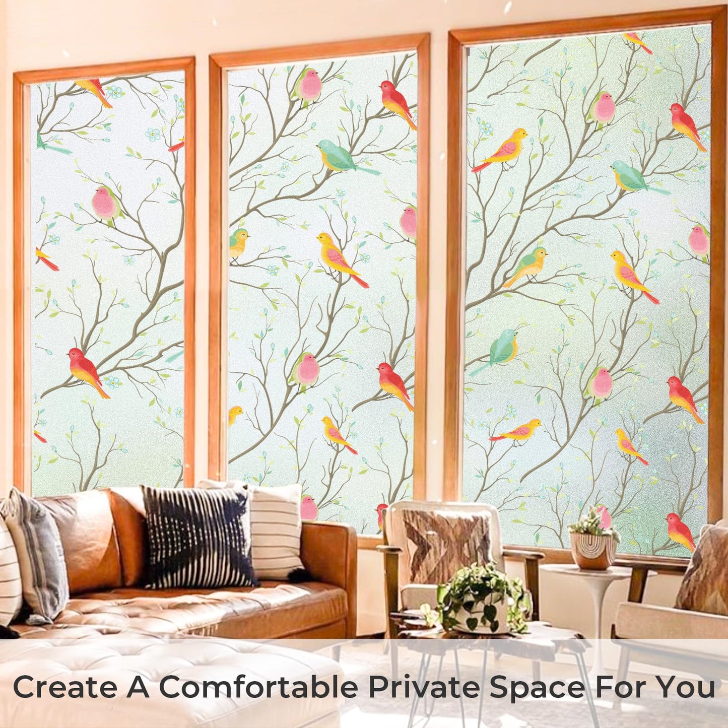 Coavas Stained Glass Window Film, Decorative Frosted Glass Window Privacy Film, Static Cling Non-Adhesive Windows Sticker for Front Door Bathroom Heat Control Anti UV,35.4 x 78.7 Inch - Medaid International