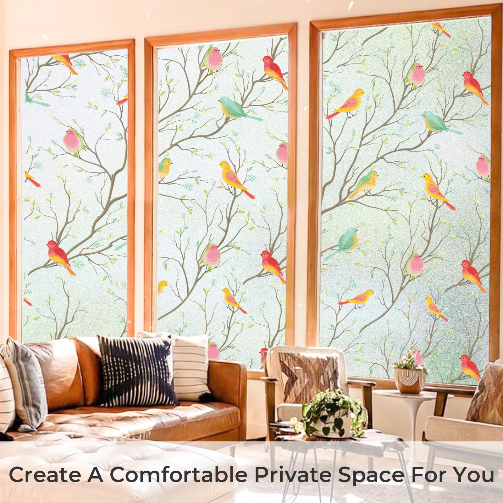 Coavas Stained Glass Window Film, Decorative Frosted Glass Window Privacy Film, Static Cling Non-Adhesive Windows Sticker for Front Door Bathroom Heat Control Anti UV,35.4 x 78.7 Inch - Medaid International