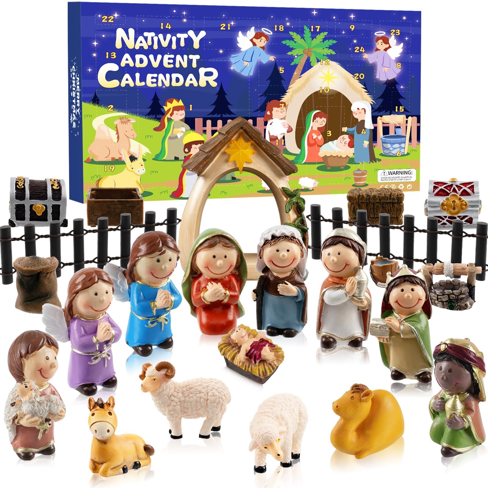 Nativity Advent Calendar 2025-24 Days of Nativity Scene Christmas Countdown Calendar Christian Religious Gifts for Kids Adult Women Men - Medaid International