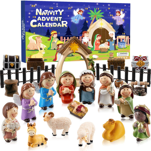 Nativity Advent Calendar 2025-24 Days of Nativity Scene Christmas Countdown Calendar Christian Religious Gifts for Kids Adult Women Men - Medaid International