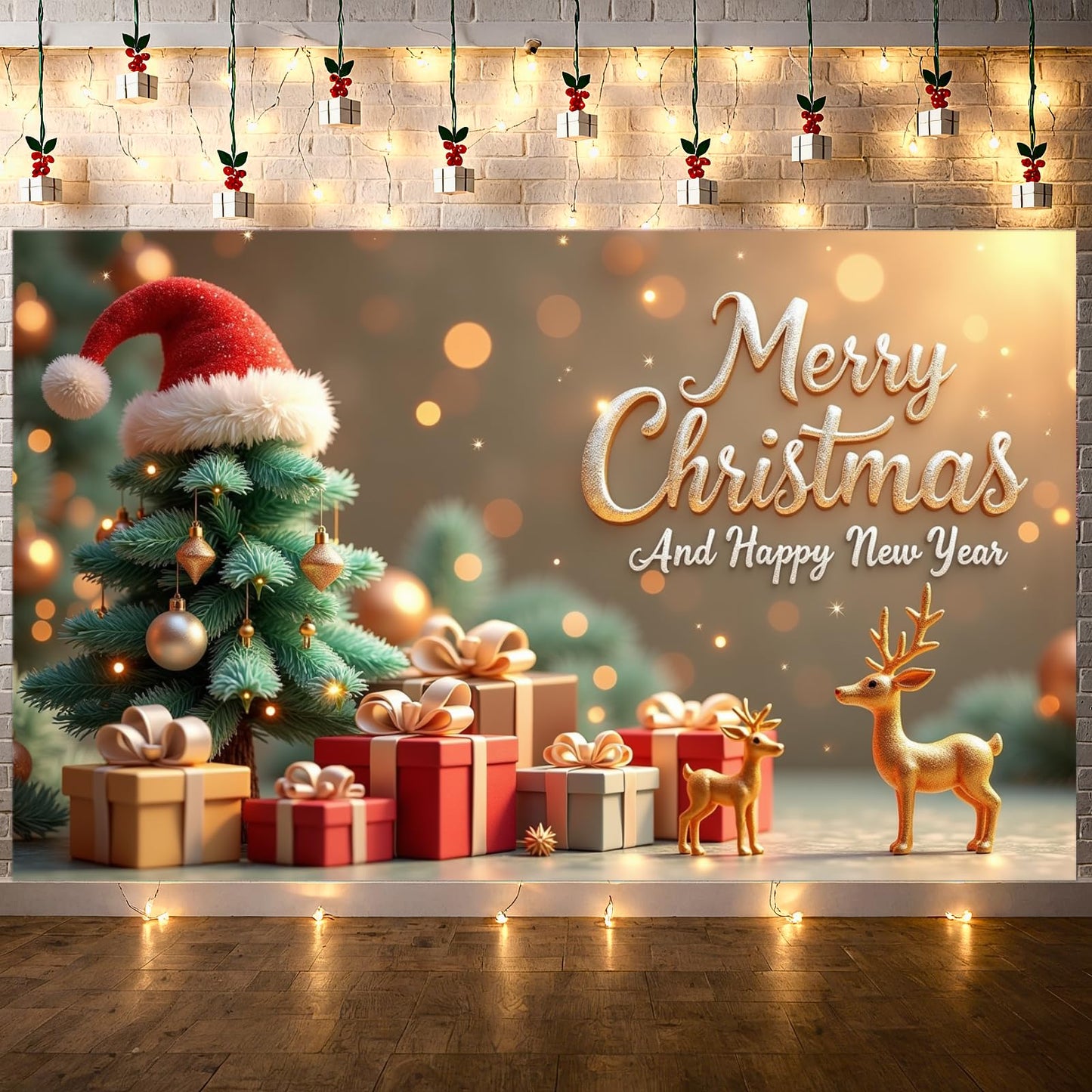 Christmas New Year Boxes Banner Christmas Tree Banner Festive Ornaments Reindeer Decoration for Holiday Decoration Party - Medaid International